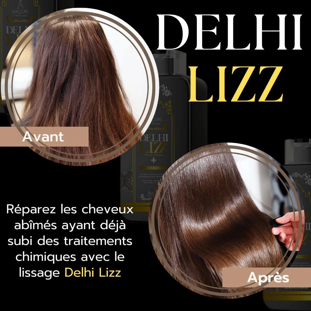 Lissage Indien Delhi Lizz 1 L Traitement Capillaire Brésilien Sans Formol Cheveux Lisses Professionnel
