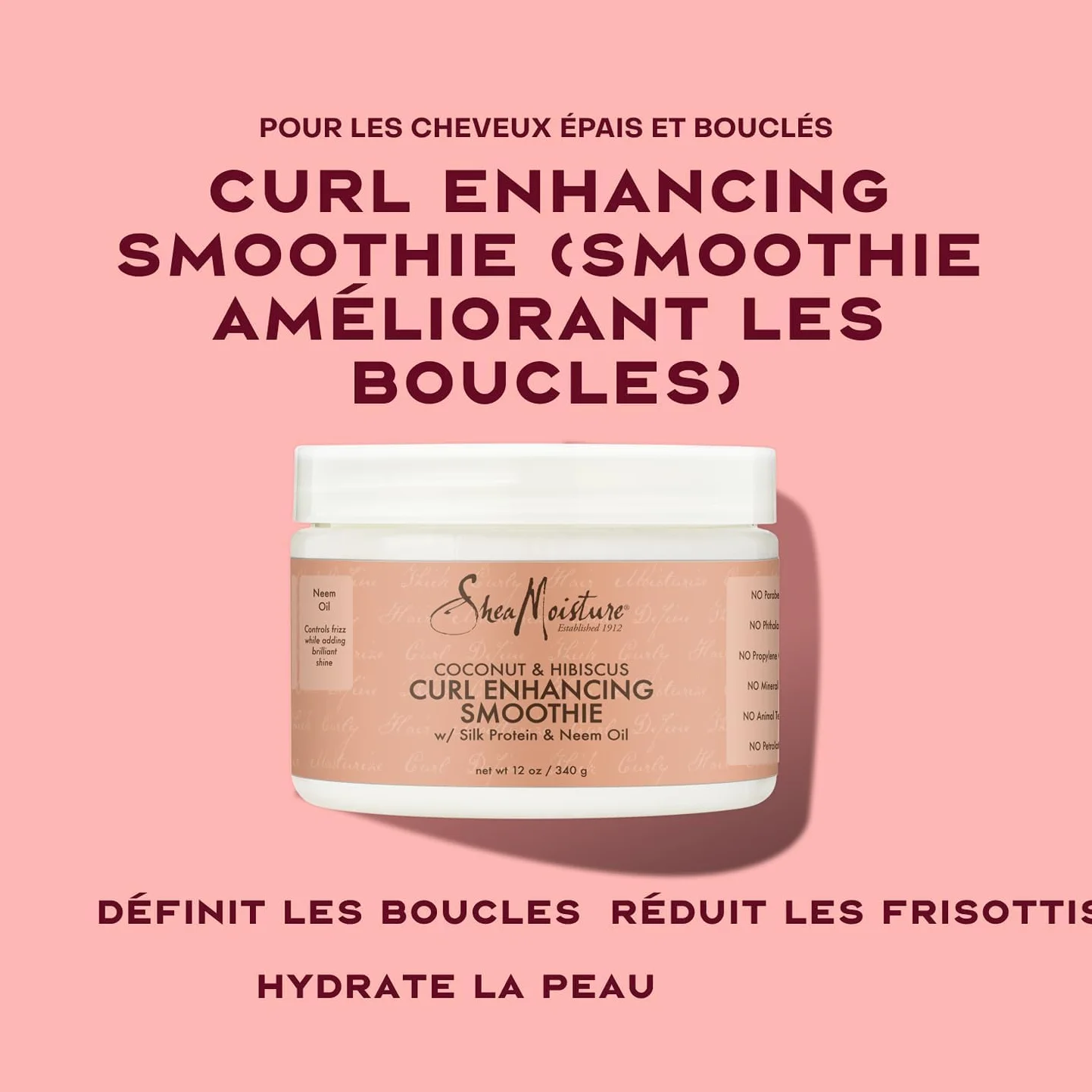 SheaMoisture Coffret Curl & Shine Shampooing Après-Shampooing Soin Sans Rinçage Cheveux Bouclés Hydratation Anti-Frisottis