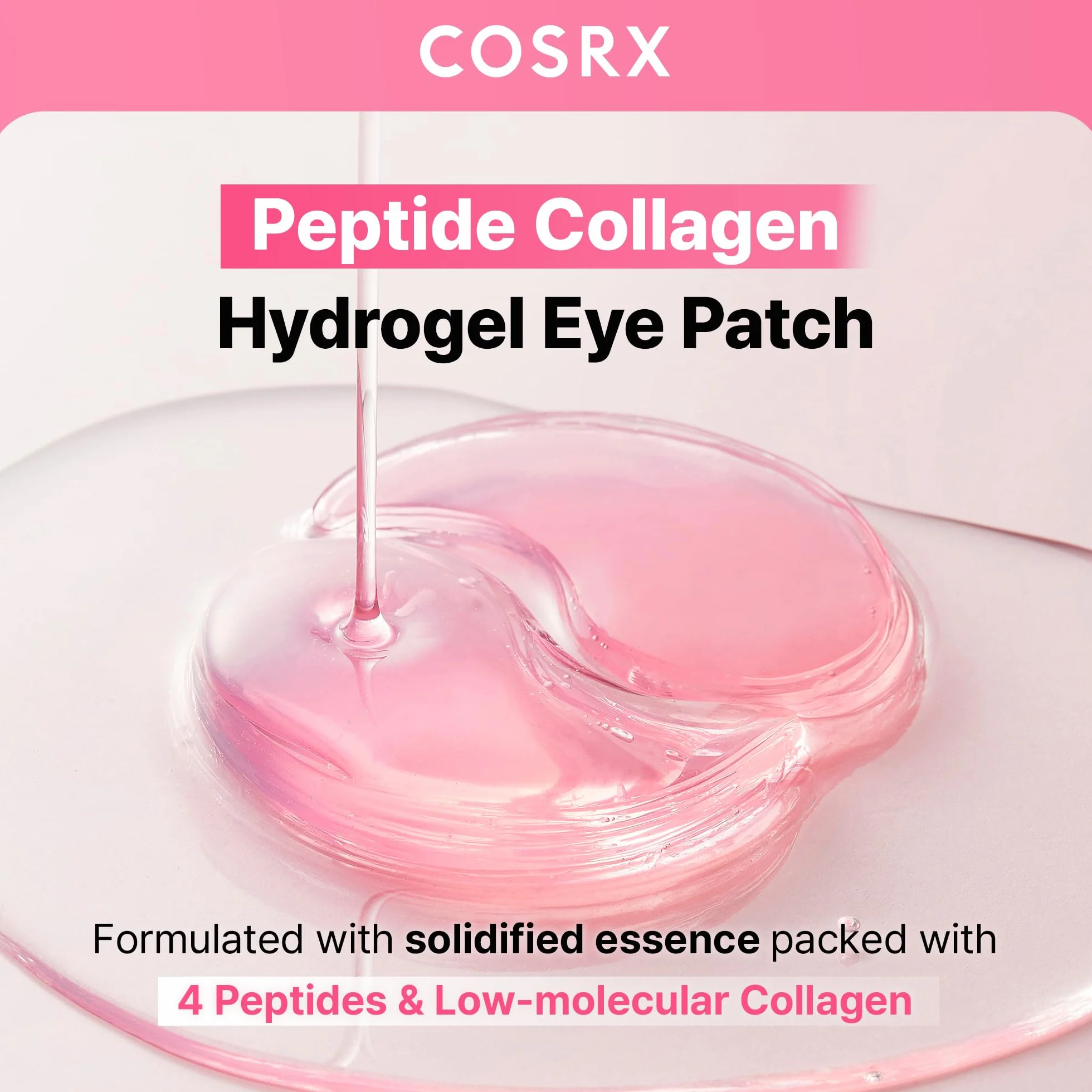COSRX Peptide Collagen Hydrogel Eye Patch 60 Patches Anti-Cernes Caféine Korean Skincare