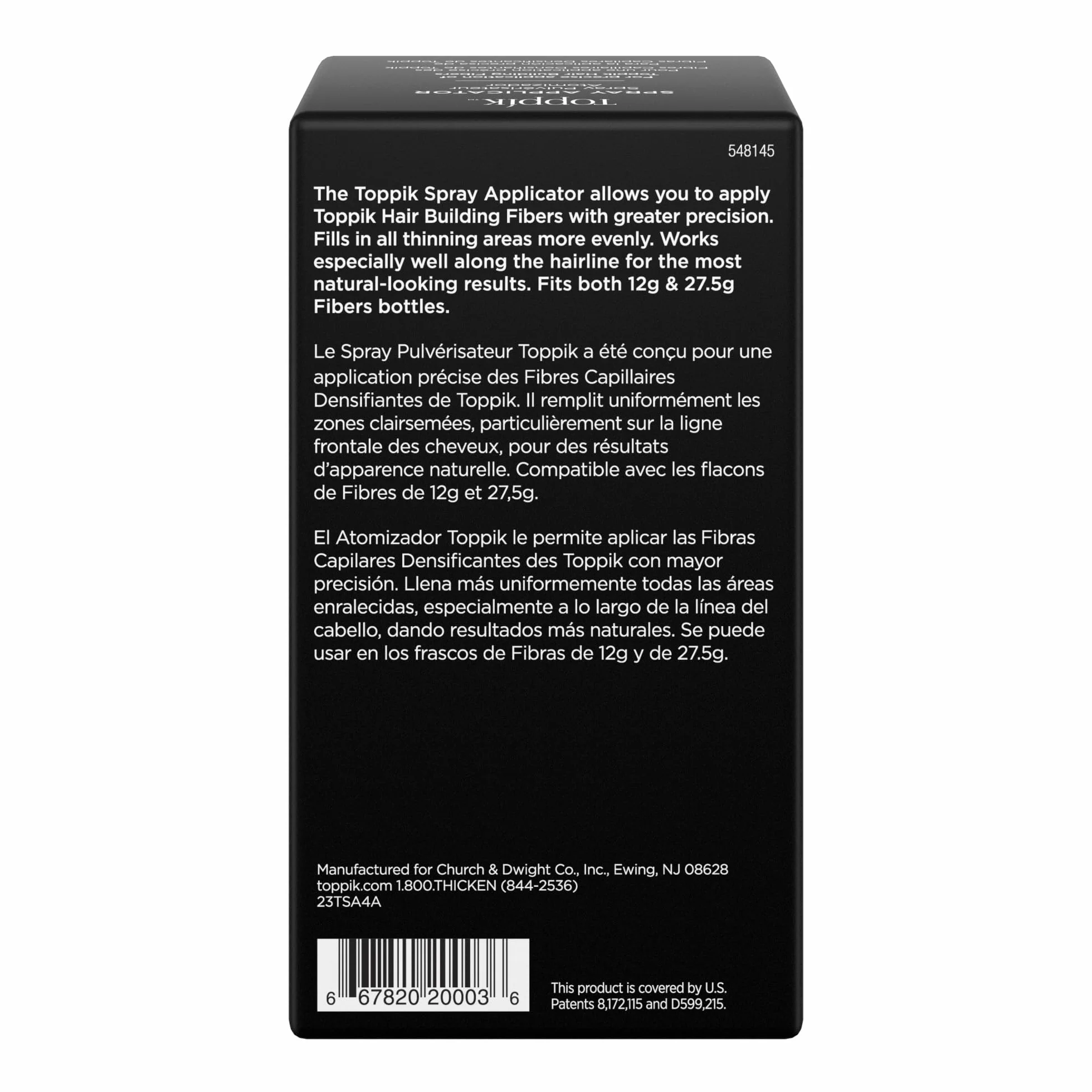 TOPPIK Applicateur Pompe - Pulvérisateur pour Application Précise des Fibres Capillaires Cheveux Barbe Compatible Flacons 12g 27,5g