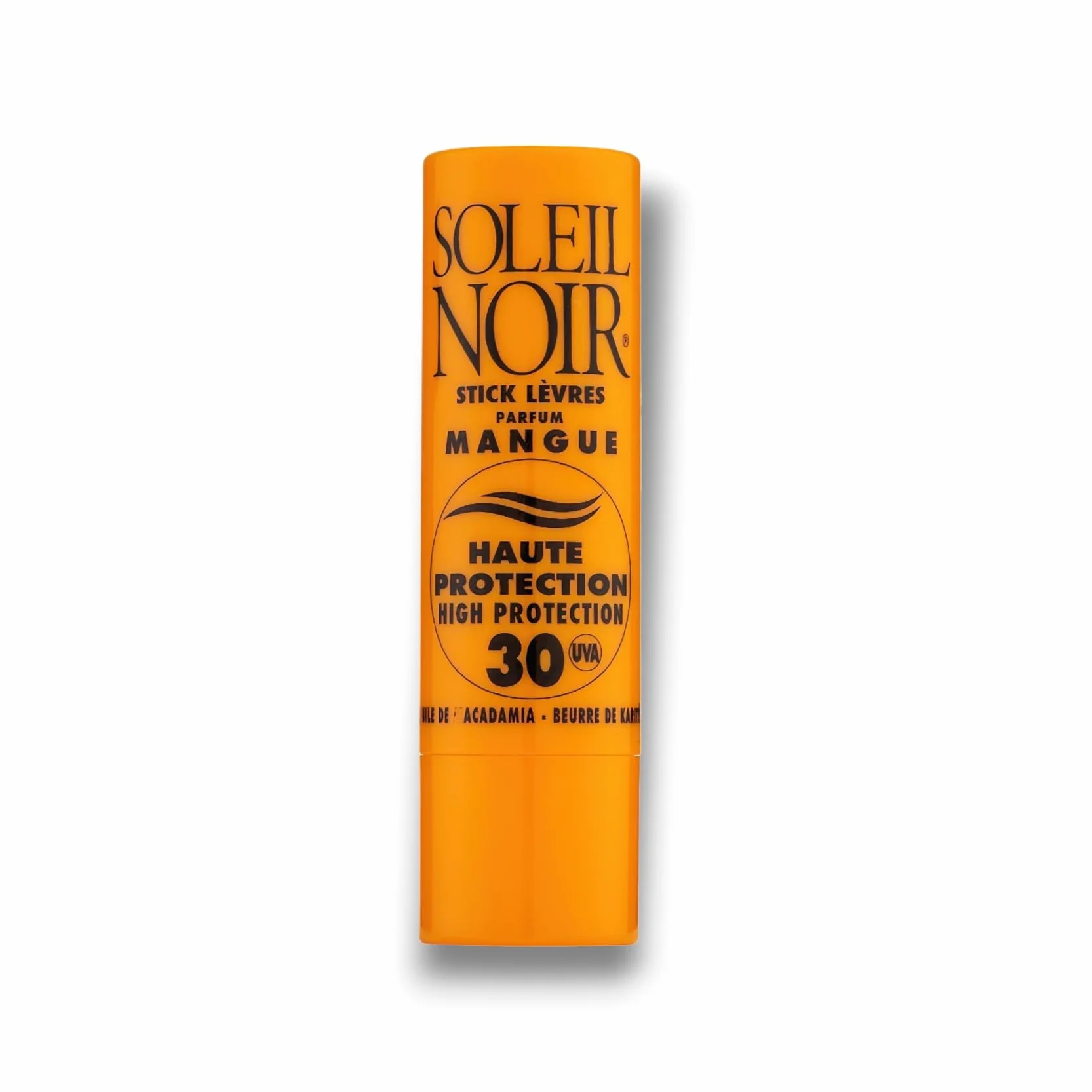 Soleil Noir Stick Lèvres Goût Mangue SPF 30 Haute Protection Solaire Nourrit Hydrate Protège Huile de Macadamia Beurre de Karité Fabrication Française 4g