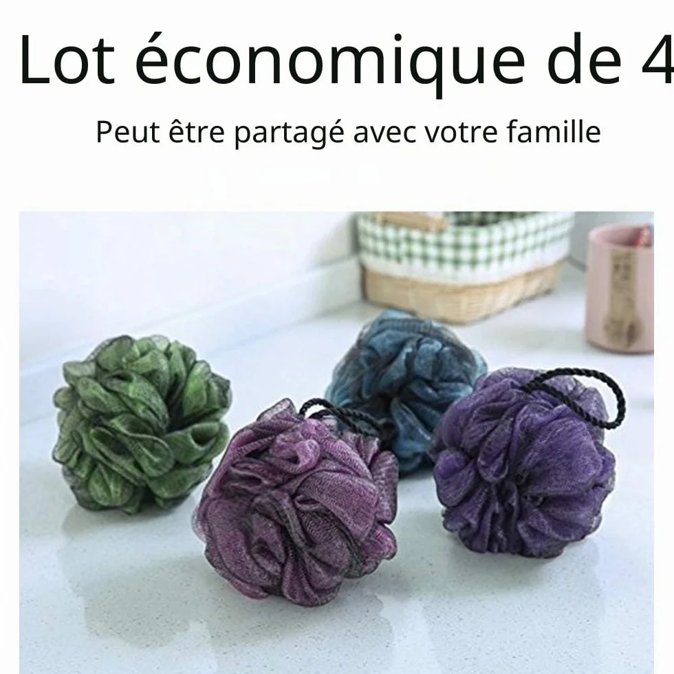 JollyJelly Bain Douche Éponge Loofahs Brosse Exfolier Peau 4 Pack