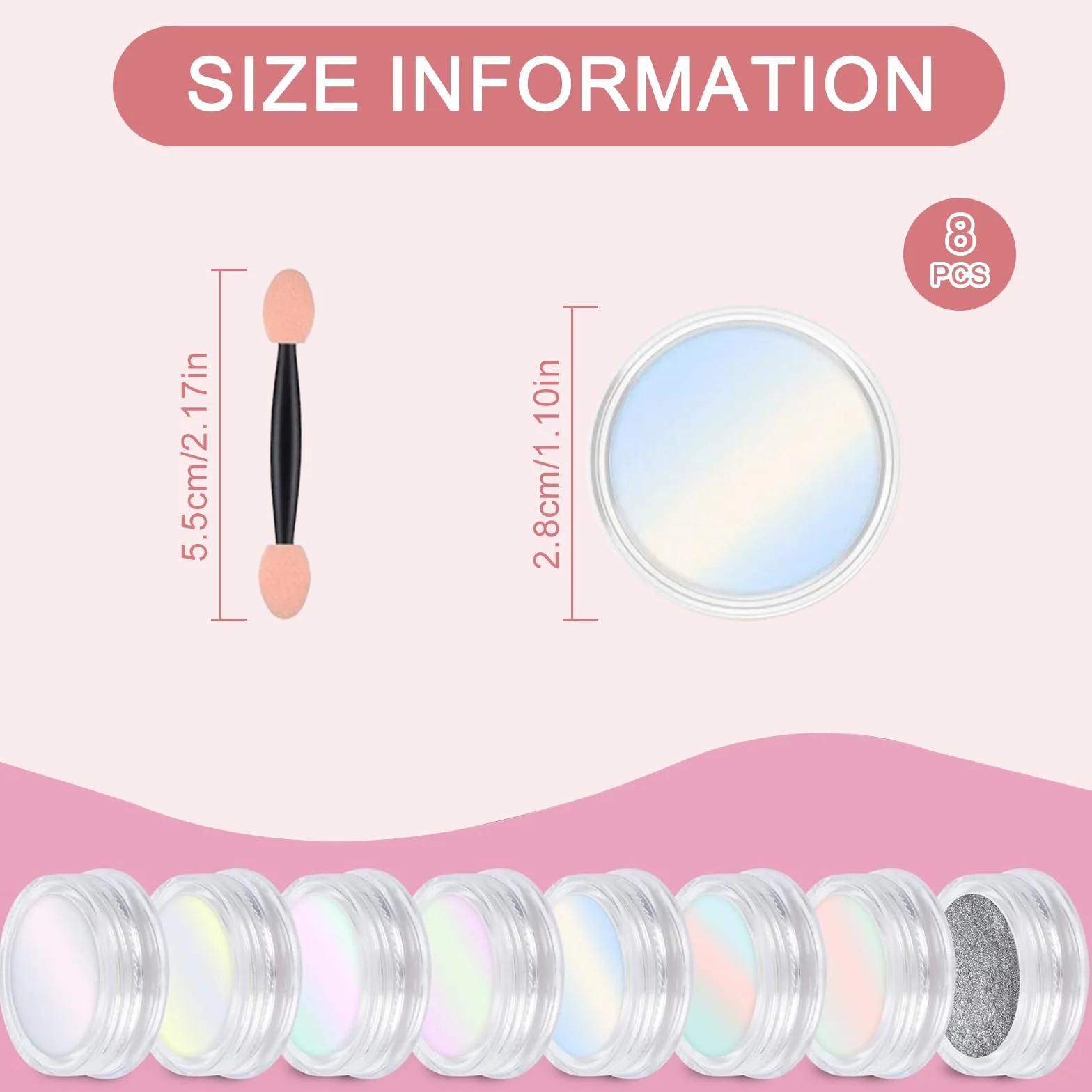 Poudre Chrome Ongle 8 Couleurs, Poudre Nacrée Effet Perle Holographic Nail Art Miroir Pigment DIY Design Chromé