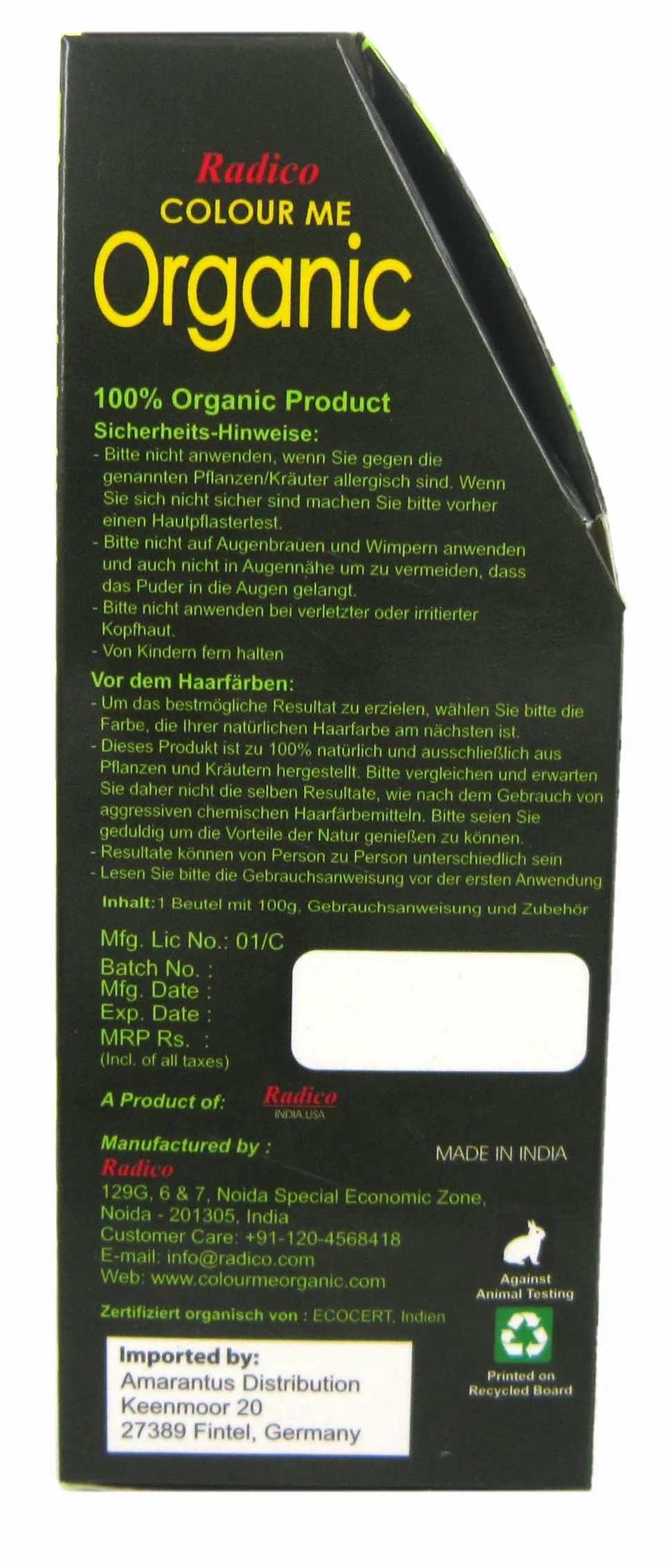 Radico Lot de 2 colorations végétales Colour Me Organic Blond doré (bio, végan, cosmétique naturel) Doré