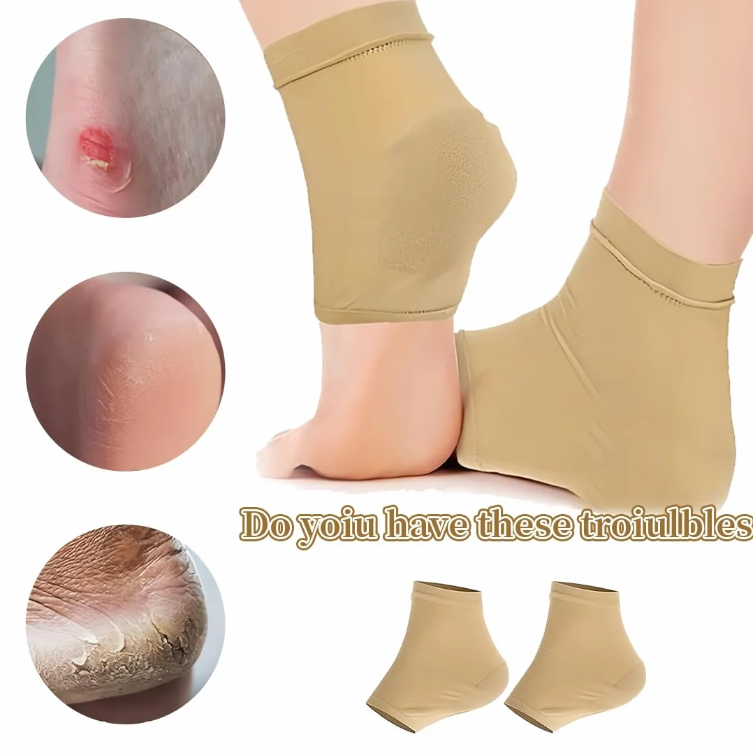 Chaussettes Hydratantes pour Talon en Gel Silicone à Bout Ouvert, Réutilisables - 2 Paires
