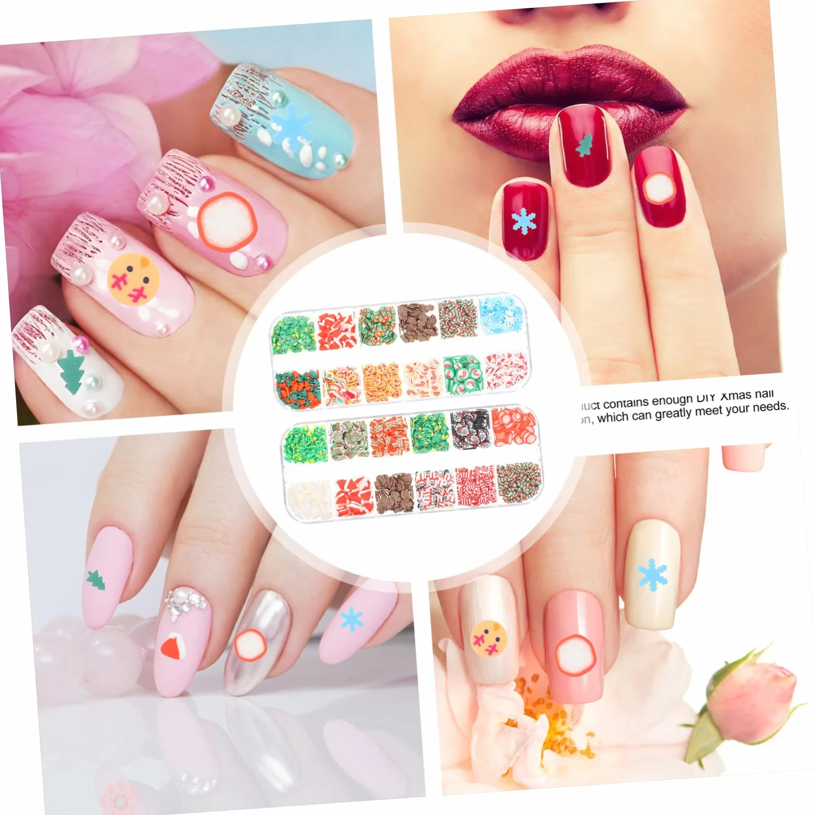Ciieeo 2 Boîtes Paillettes Nail Art Noël Argile Polymère Ongles Acrylique