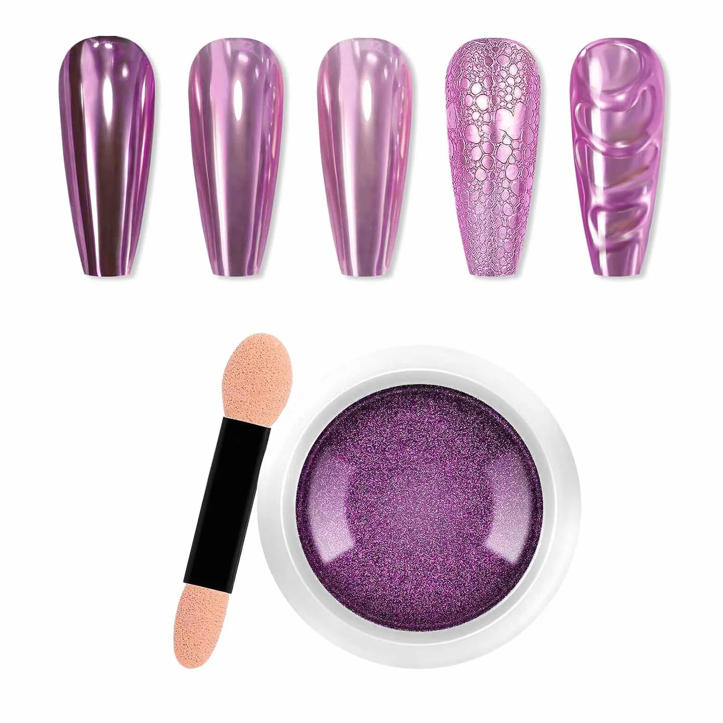 Poudre Chrome Ongle Rose Violet Effet Miroir Métallique Holographique Pigment Nail Art