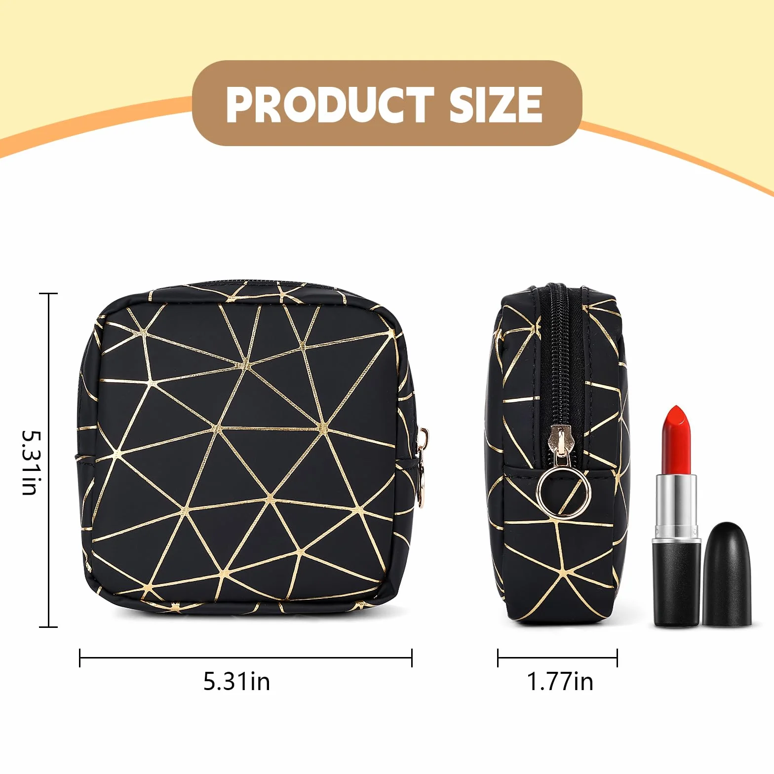 Pochette Maquillage Femme Cuir Synthétique Sac Voyage Rangement Cosmétiques Mini Trousse Toilette Noir
