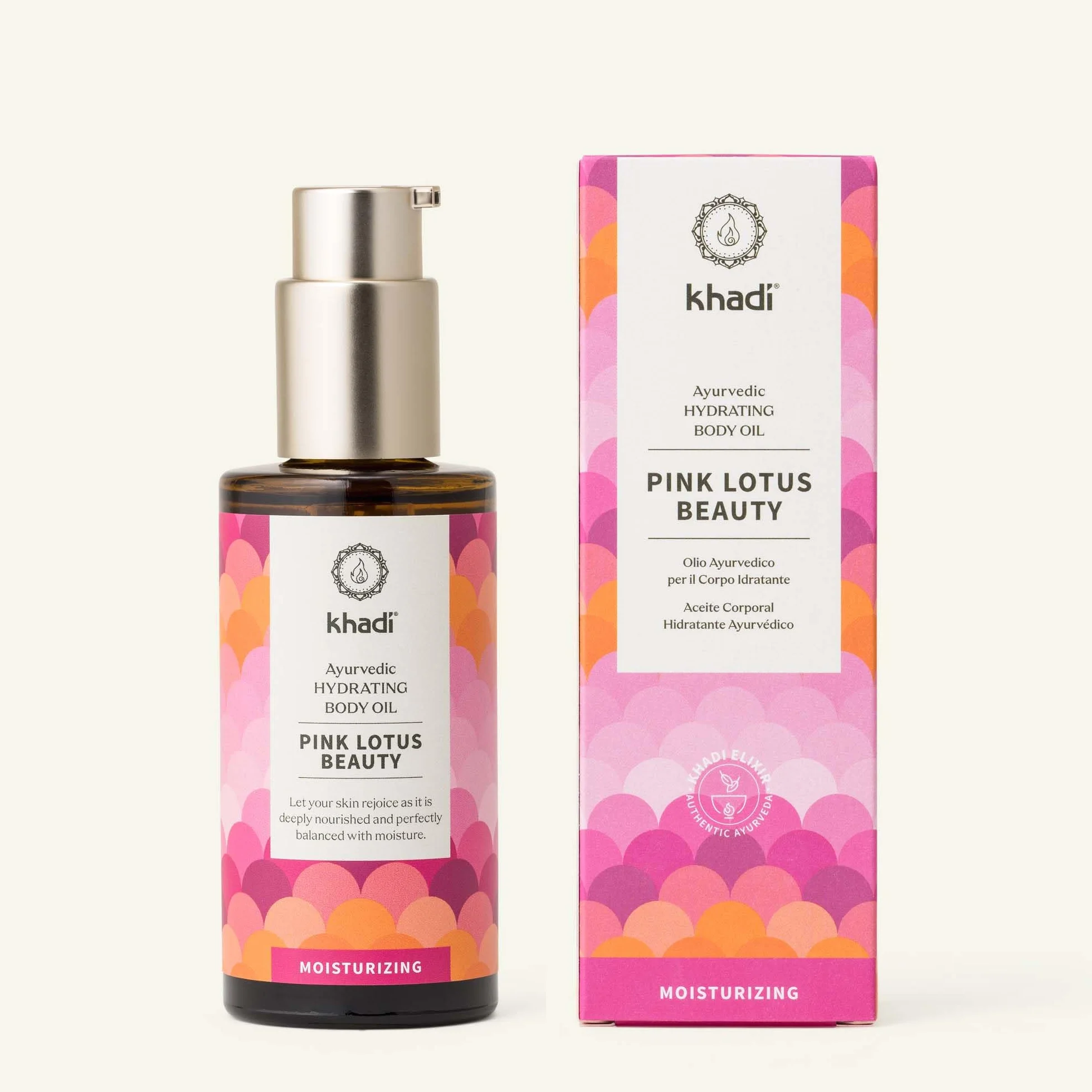 khadi PINK LOTUS BEAUTY Huile de corps Élixir Ayurvédique - Huile sensorielle harmonisante et hydratante - 100% végétale et naturelle - 100 ml