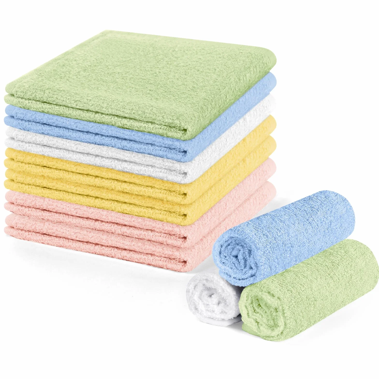Lingette Démaquillante Lavable en Microfibre 25x25cm, Fibre de Charbon de Bambou, Lot de 10