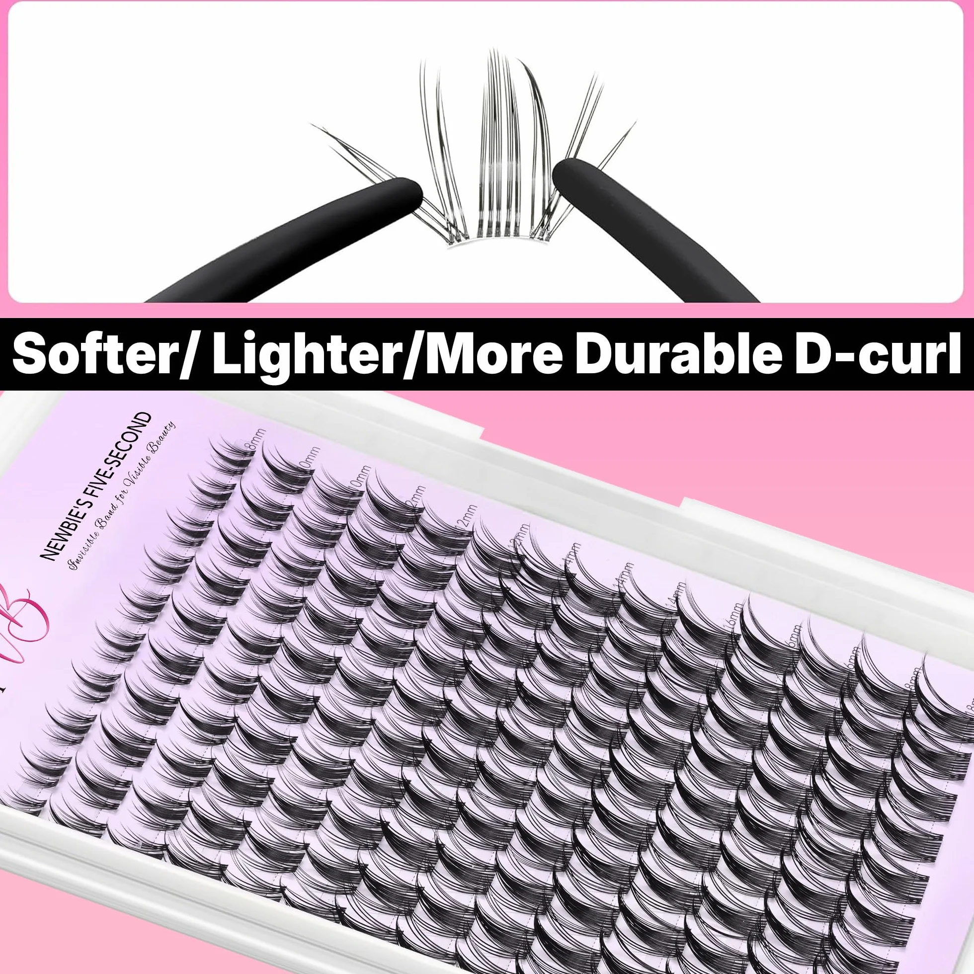 VEYESBEAUTY Faux Cils Kit Extension Cils Individuels Volume Russe Cluster Lashes Mixte DIY Manga Kit 8-18mm