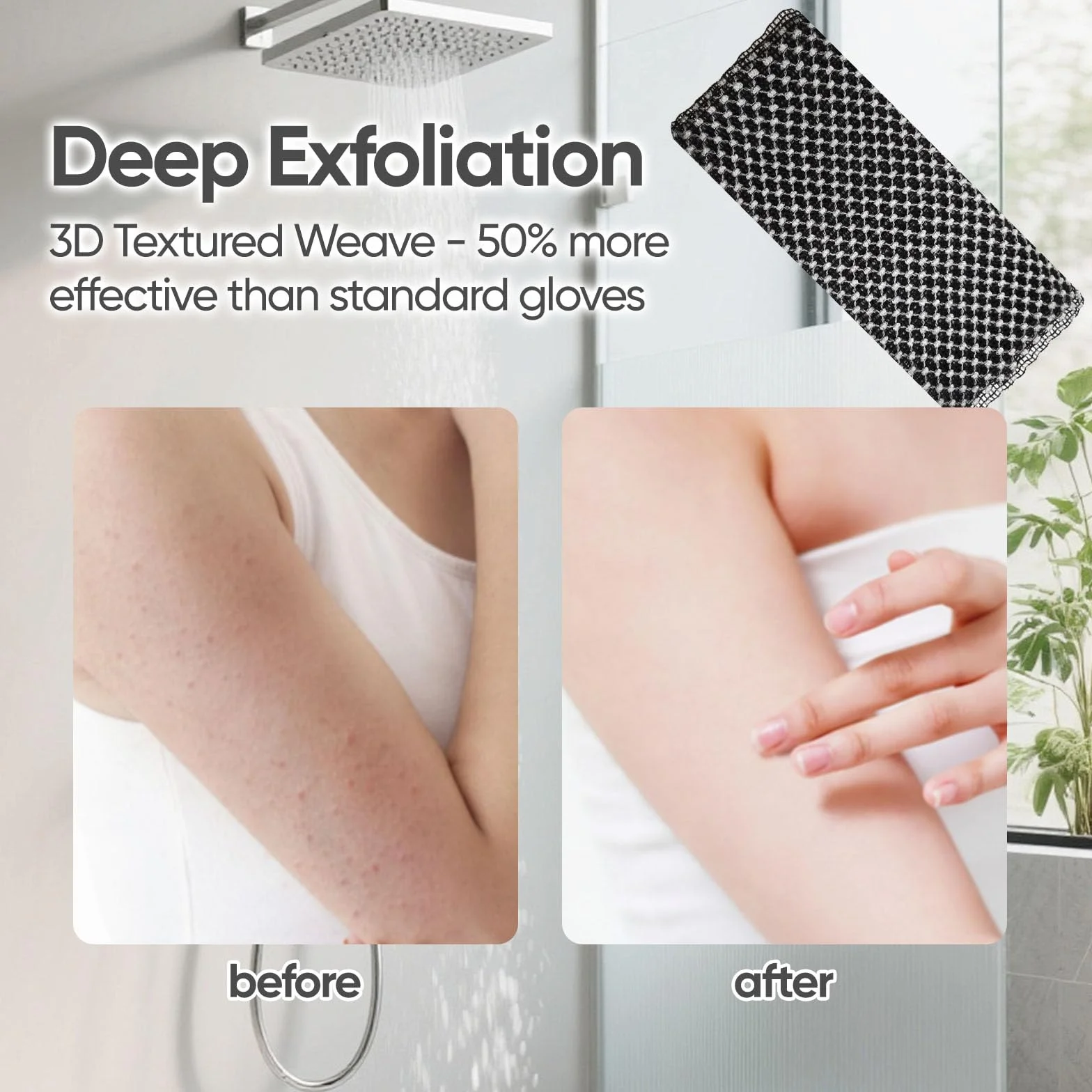 Serviette de Douche exfoliante Japonais 3 pièces Extra-Longue Peaux sensibles