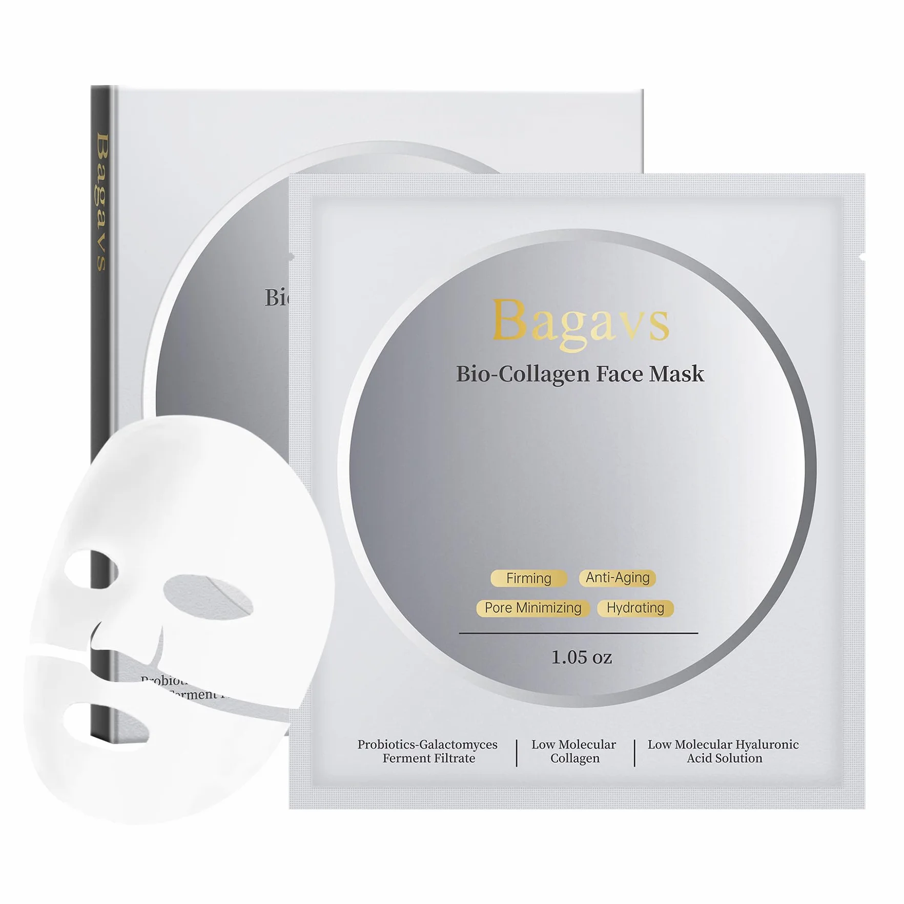 Bio-Collagen Masque Visage Nuit Acide Hyaluronique Anti-Rides Hydratant 38g Lot 4