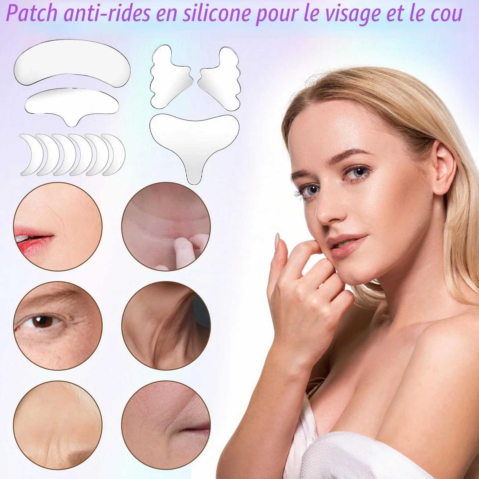 Masques anti-rides en silicone Dimeho Lot de 11 coussinets oculaires réutilisables