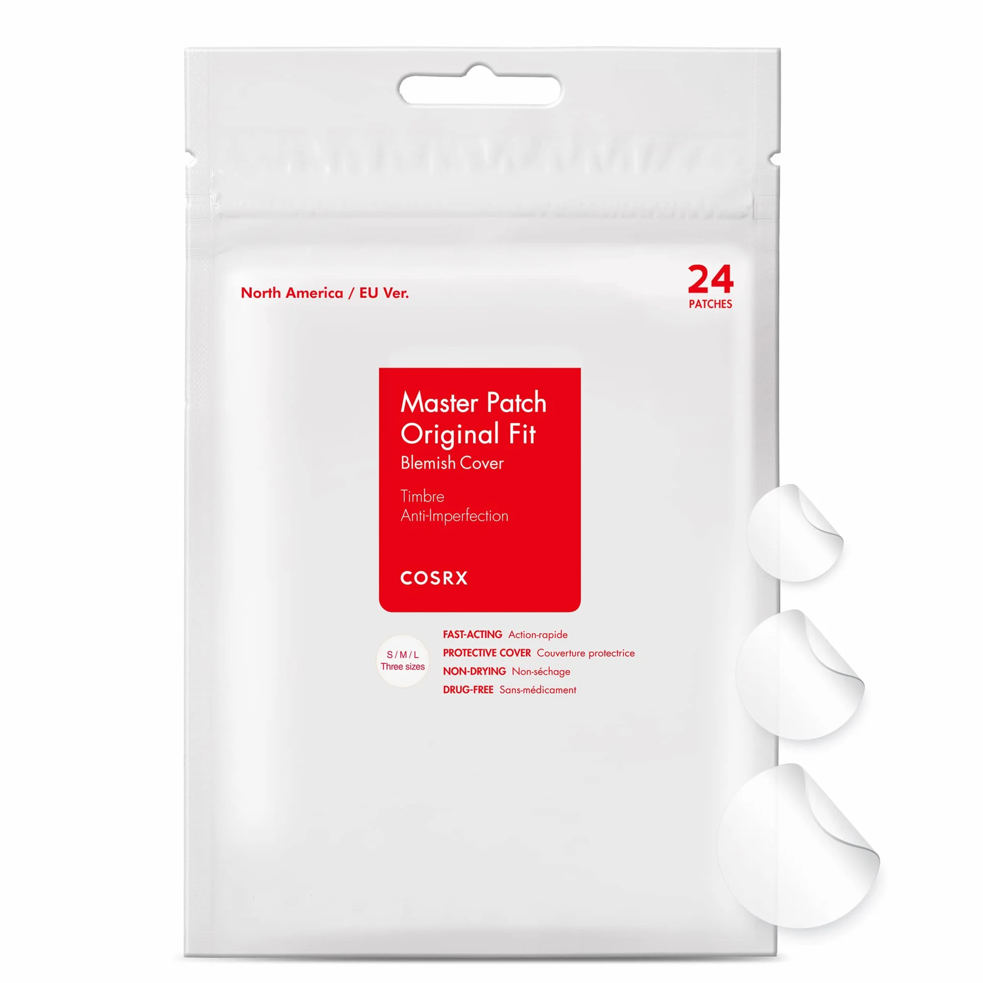 COSRX Master Patchs Absorbants à Boutons Traitement Hydrocolloïde Anti-taches 3 Tailles 24 Pièces