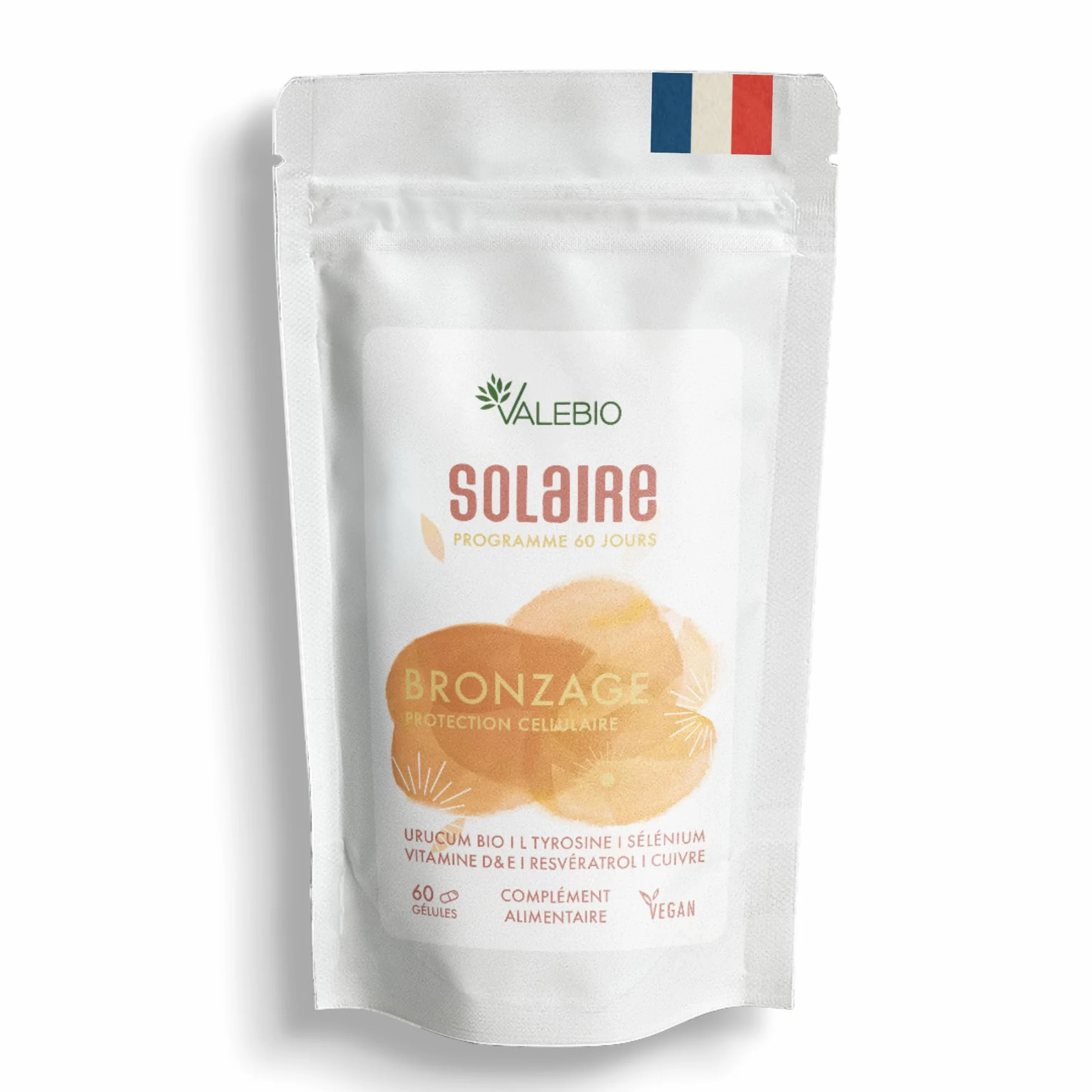 Complément alimentaire solaire Valebio 60 gélules Vitamines D3 accélère bronzage