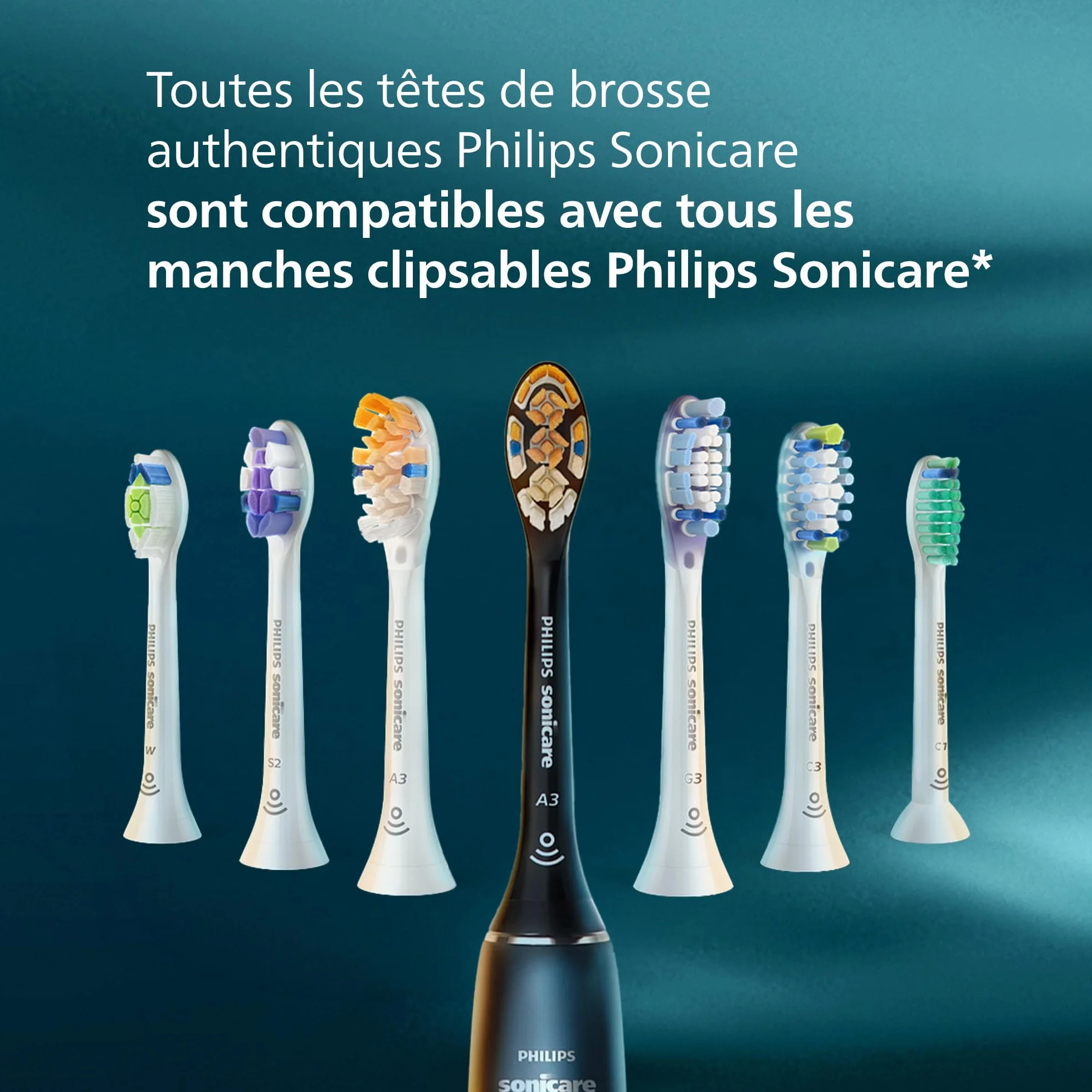 Philips Sonicare W2 Optimal White Têtes de brosse à dents rechange noir lot 8 HX6068/88