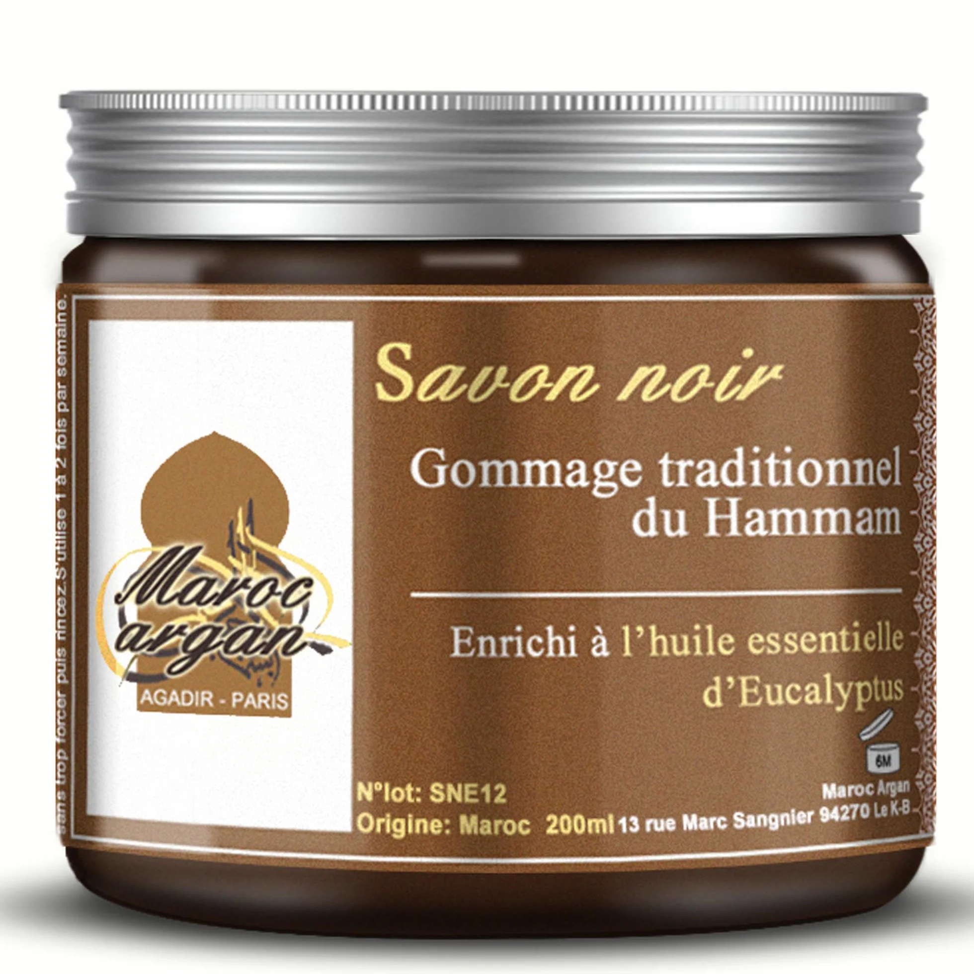 Gommage au Savon Noir à l'Eucalyptus Traditionnel 100% Naturel - Exfolie et Purifie - 250g