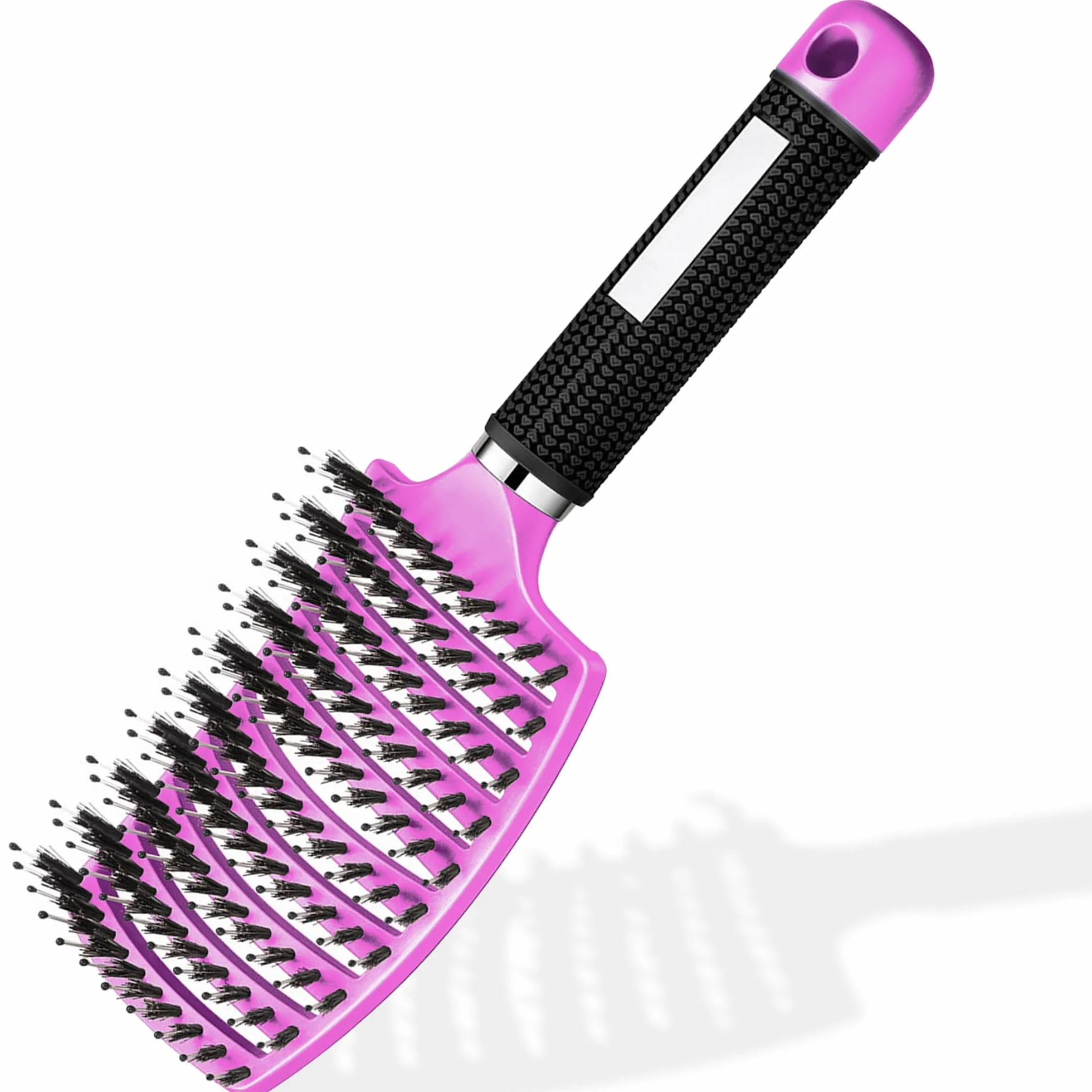 Brosse à Cheveux Magique Démêlante Instantanée Poils de Sanglier & Nylon Anti-Casse Anti-Statique Cheveux Bouclés Lisses Épais Fins
