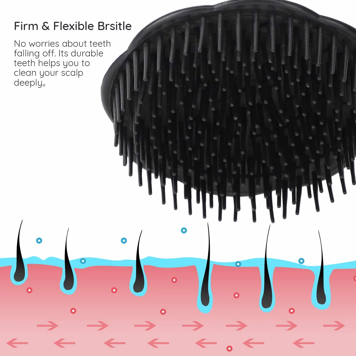 Segbeauty Brosse de Shampooing Masseur de Cuir Chevelu, Peigne de Douche Floral pour Cheveux, Pinceau à Barbe, Brosse pour Animaux - Noir