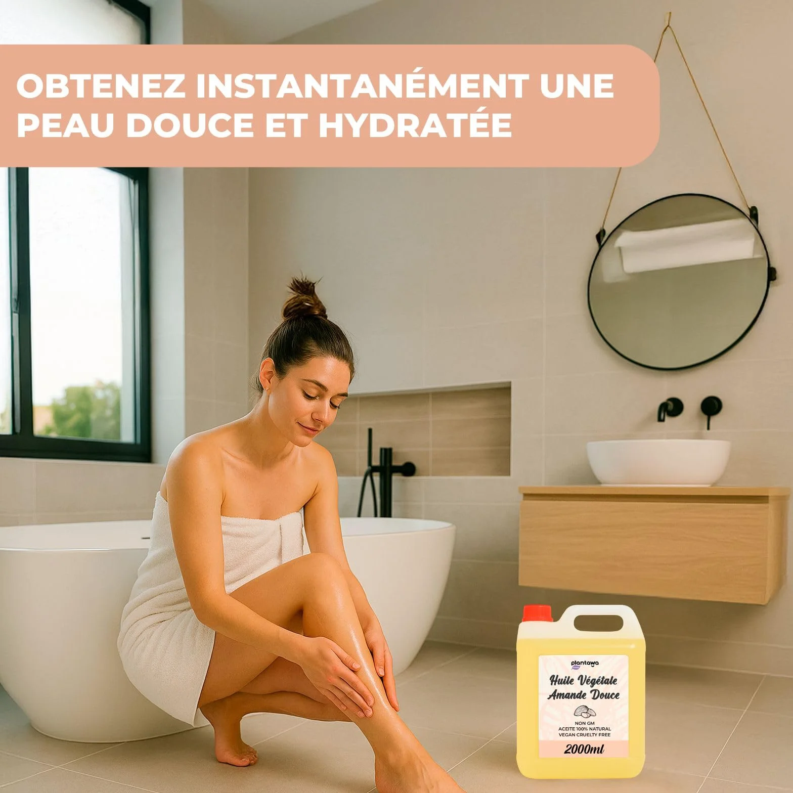 Huile d'amande douce 2L 100% pure soin hydratant intense pour peau cheveux