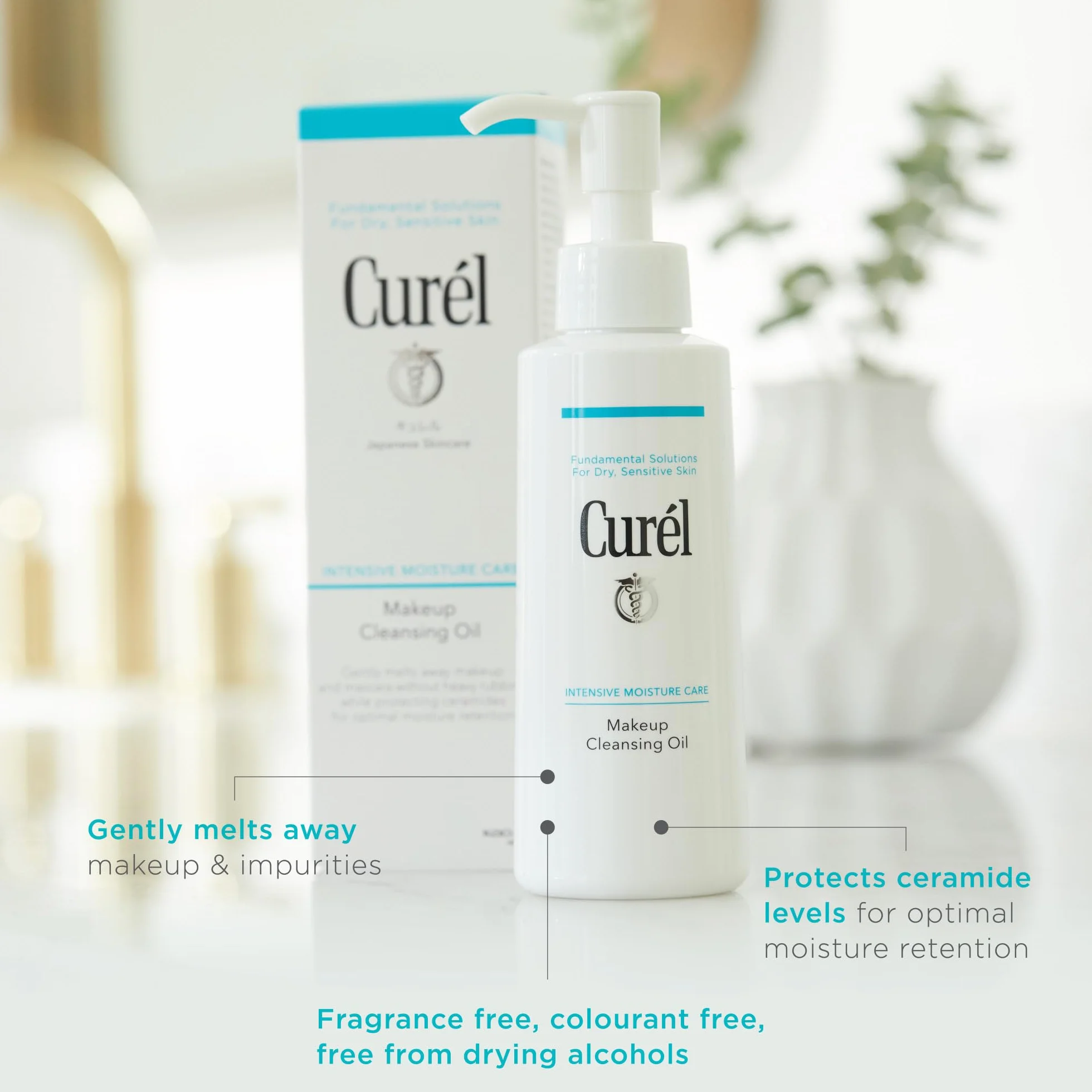 Curél - Huile nettoyante pour le visage - Nettoyant à base d'huile - 150 ml - Pour peaux sèches et sensibles - Sans parfum