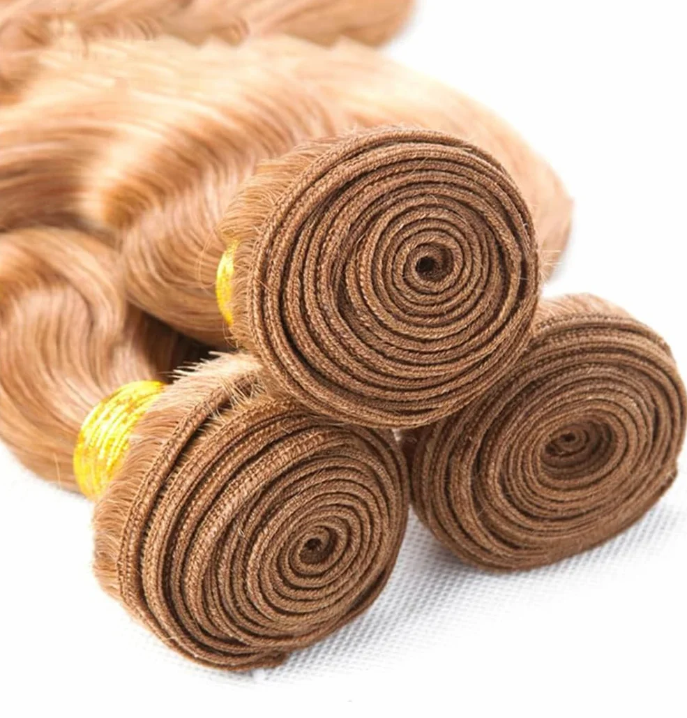 Body Wave Bundles Human Hair Tissage Cheveux Extensions De Cheveux Humains Tressés Naturels Extensions 3 Bundles 50g/pcs Double Weft #30 Light Brown for Woman 12 14 16 Inch