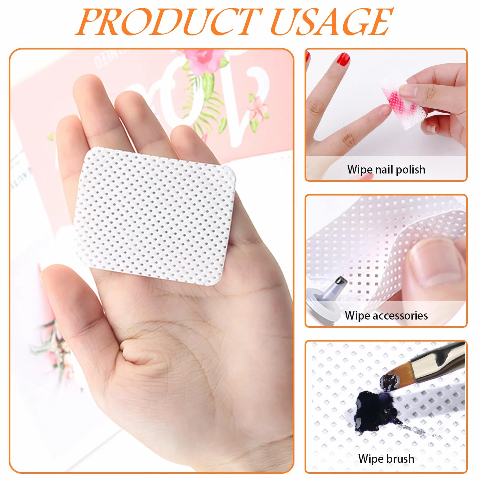 Lingettes à Ongles Non Pelucheux 320 Pièces, Coton Remover Vernis Gel UV pour Manucure Pédicure