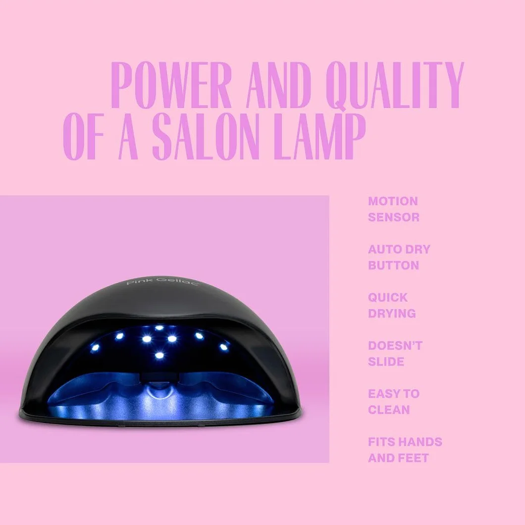 Pink Gellac Kit Manucure Semi Permanent avec Lampe UV LED Noir, 4x Teintes Rouges 15 ml, Top & Base Coat, Dissolvant
