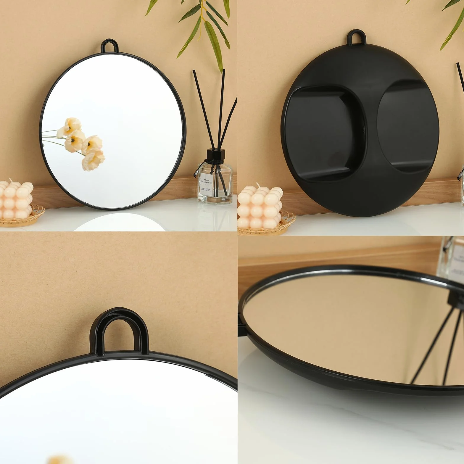 Miroir de Coiffeur Rond, Miroir de Coiffure de Coiffeur, Miroir Rond Professionnel à Main, Miroir de Coiffeur Professionnel, Miroir Rond de Salon de Coiffure, Miroir à Main pour Barbier Salon Beauté
