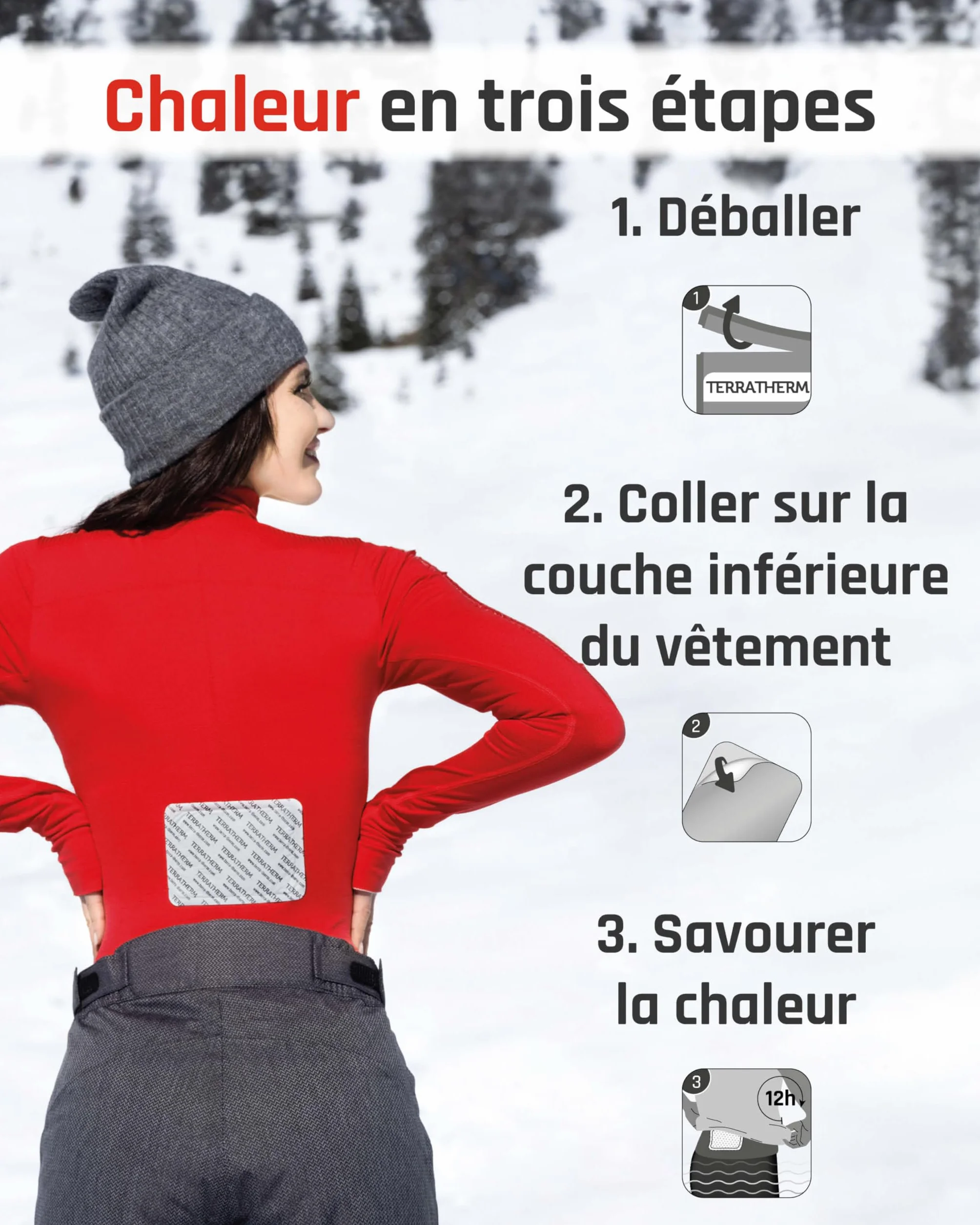 TerraTherm Patch chauffant dos nuque épaules chaleur profondeur 12 h autocollant activé par l'air 10 pièces