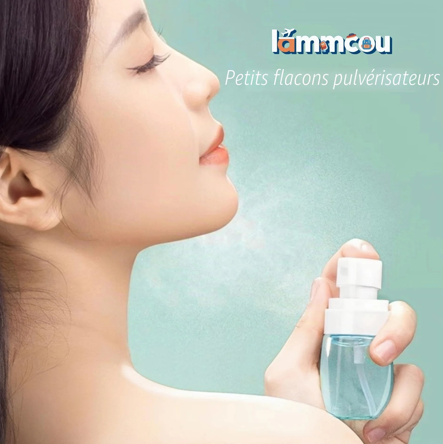 Lammcou Mini Flacons Spray à Brume Fine Lot de 3 Remplissables Anti-fuite Format Voyage TSA 60ml