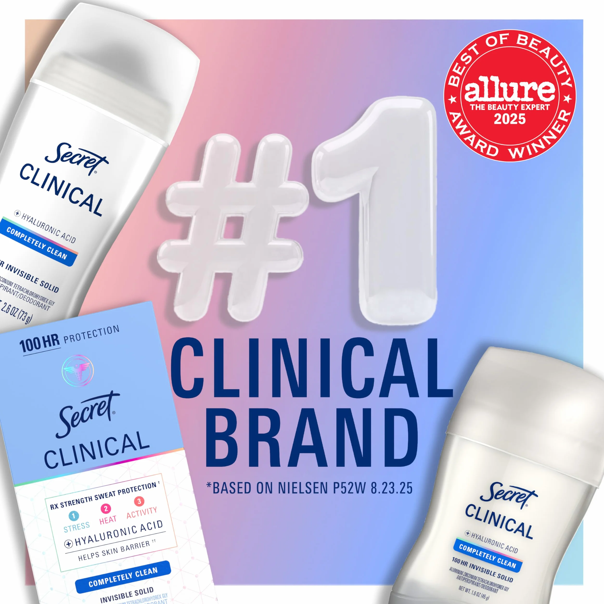 Secret Clinical Strength Déodorant et anti-transpirant pour femme, invisible solide, totalement propre, 6oz