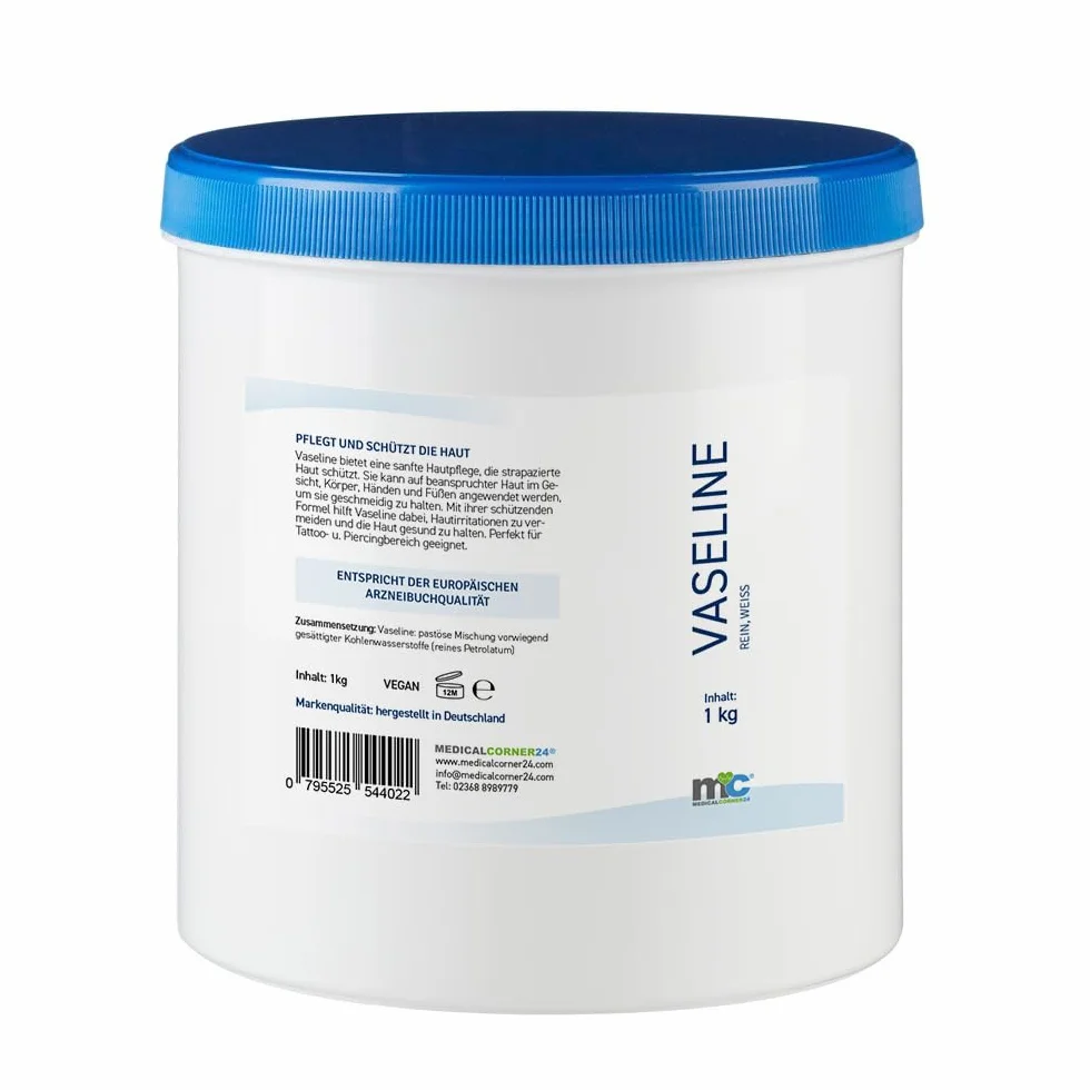 Medicalcorner24 vaseline blanche, gel soins de la peau soins corporels, zone tatouage et piercing, 1 kg