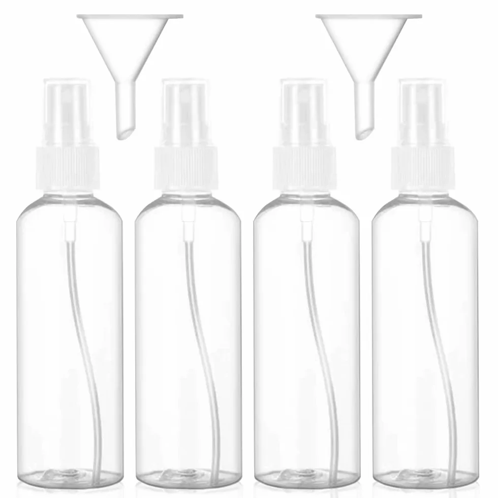 Flacon Spray Vide 100ml, Vaporisateur Fine Brume Plastique, Atomiseur Rechargeable Transparent, pour Lotion Shampoing