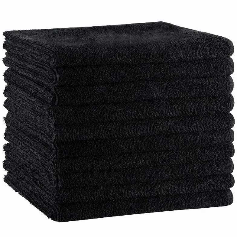 Lot de 10 Serviettes Microfibre Noires Cheveux 50x80 cm