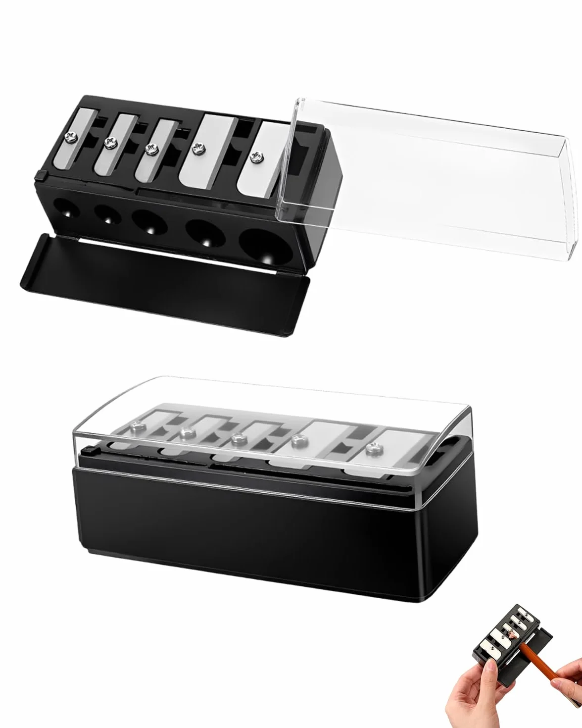 Taille-crayon Maquillage Universel Noir 1 Pièce Multi-diamètres pour Crayons à Sourcils Lèvres Eyeliner