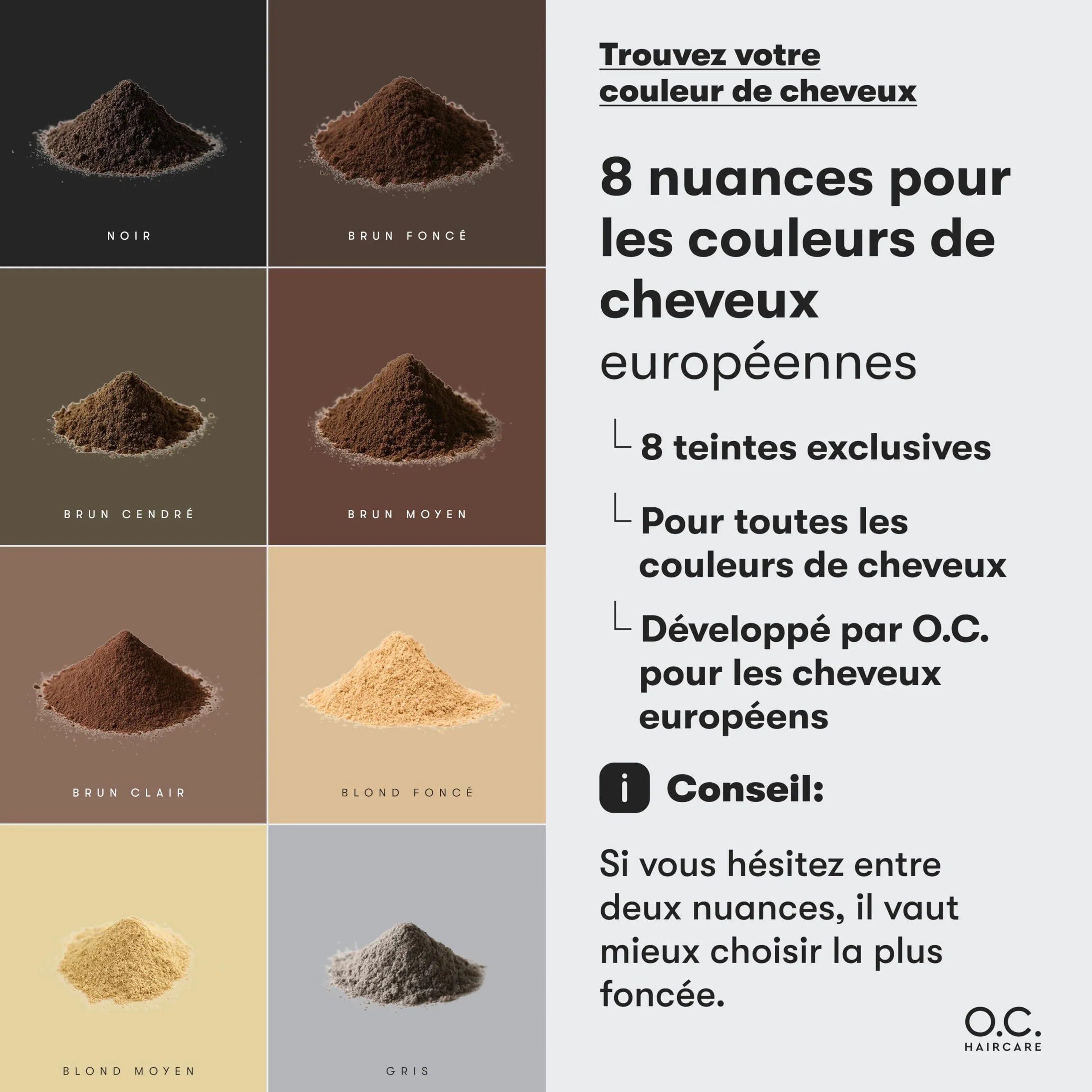 O.C. HAIRCARE Poudre épaississante pour cheveux - 9 couleurs - Recommandé par les grands salons
