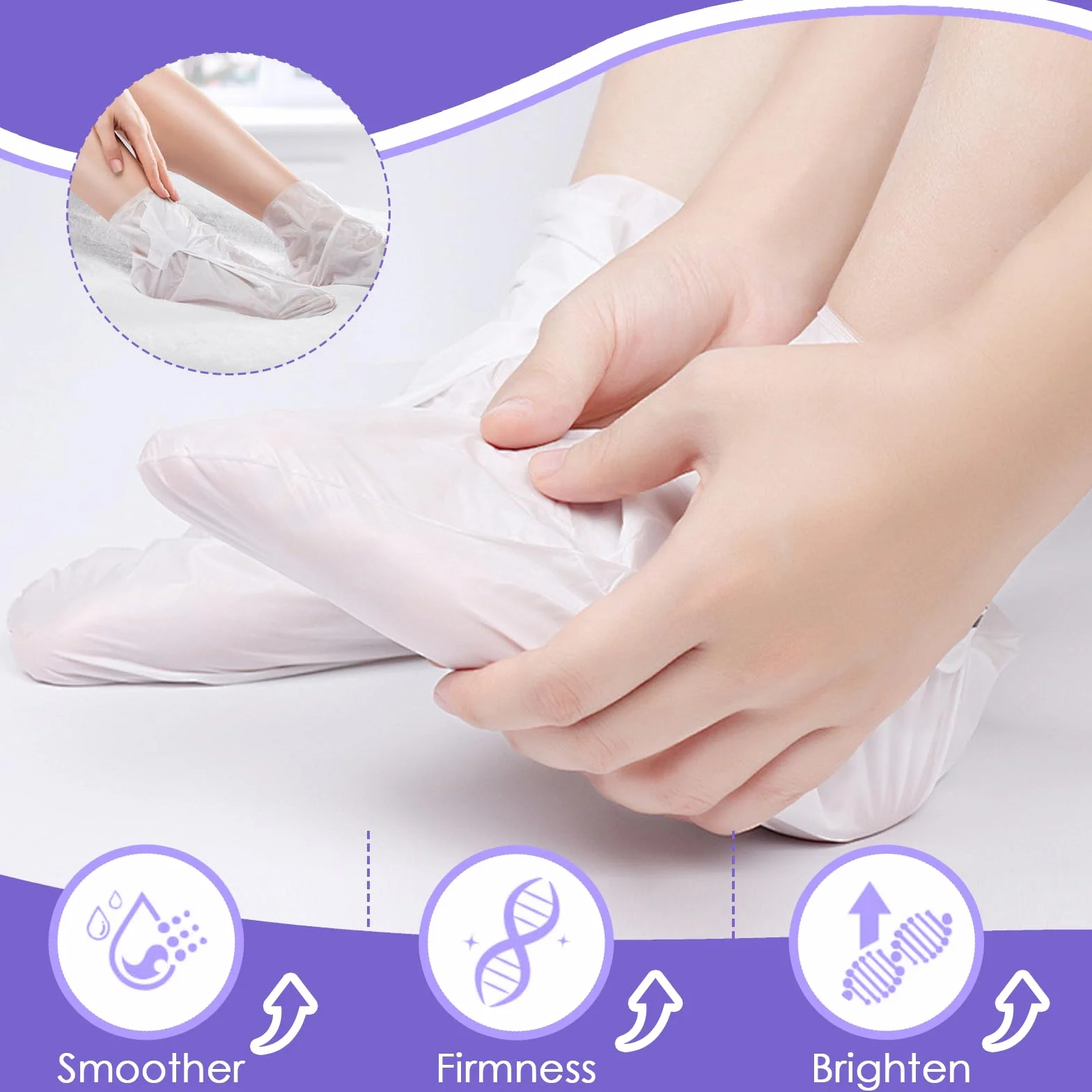 Masque Pied Peeling Exfoliant Nourrissant pour Femmes Hommes, Soin des Pieds (Pêche et Lavande)