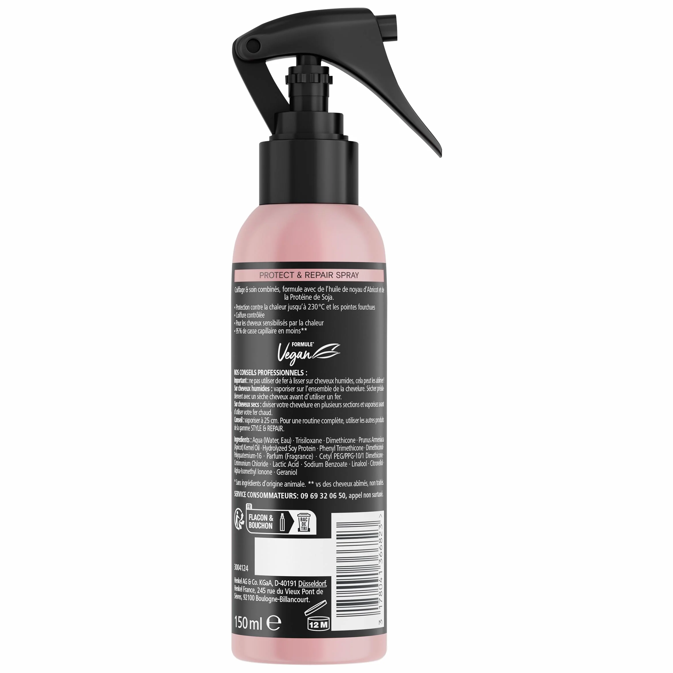 SCHWARZKOPF Spray Protection 230°C Style & Repair 150ml Protection chaleur Cheveux sensibilisés
