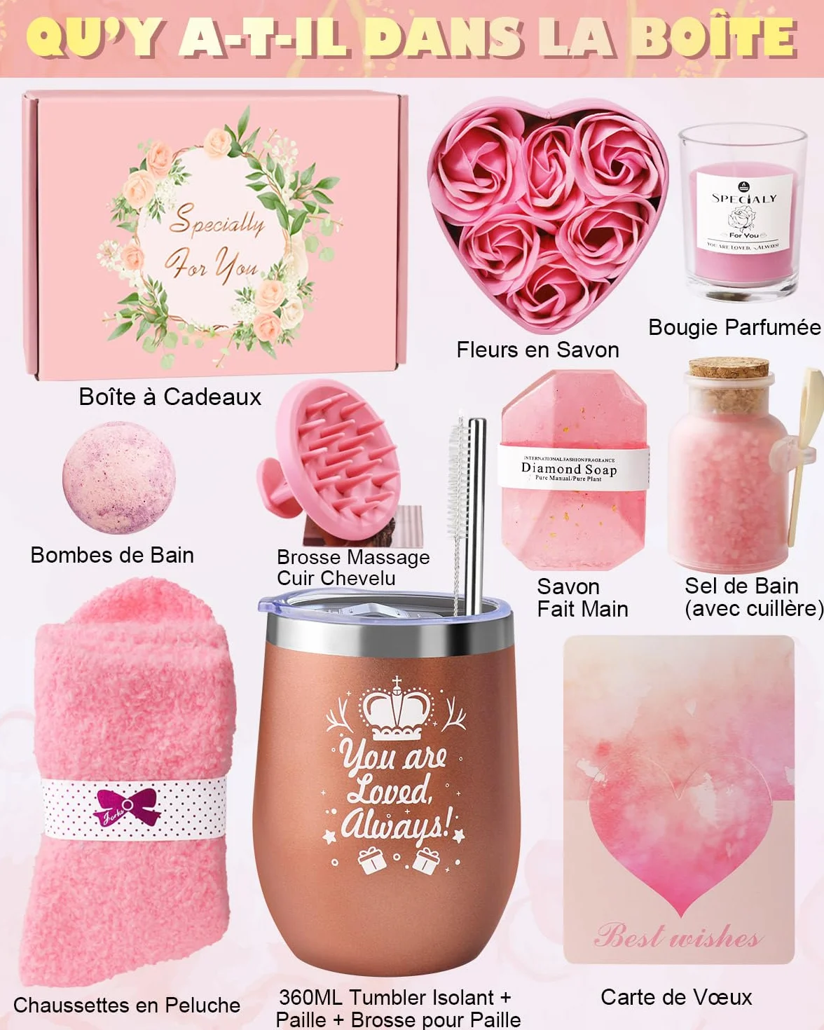 LIVEHITOP Coffret Cadeau Femme Anniversaire Original Personnalisé Noël Fête des Mères Saint-Valentin