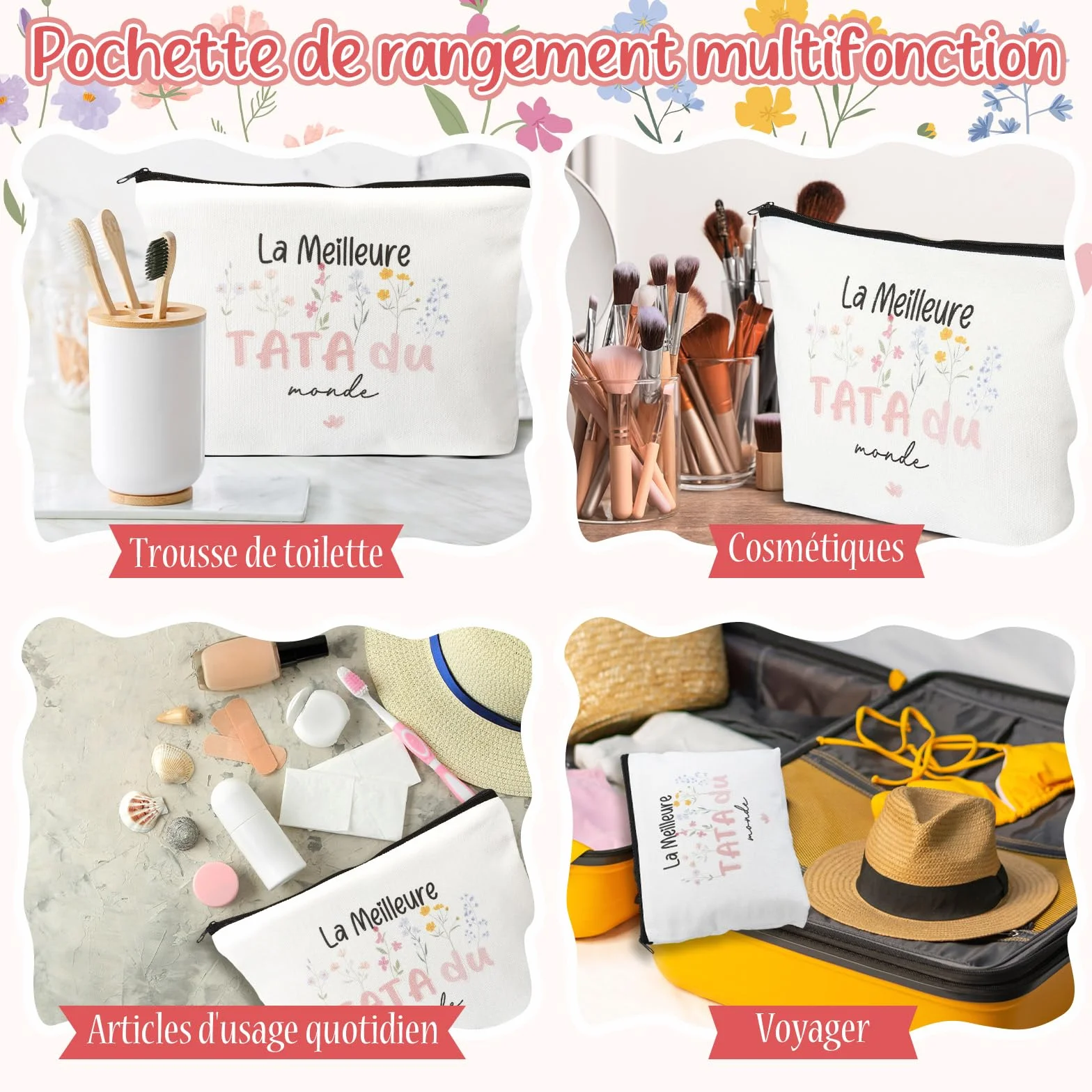Hestya Trousse à Maquillage Porte Clés Stylo à Bille Cadeau pour Tata