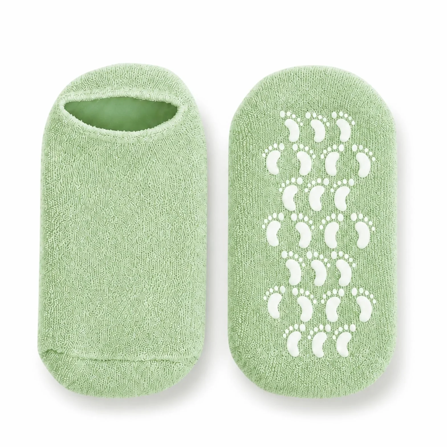 Sun & Sia Chaussettes Hydratantes SPA Réutilisables Soin Intense Pieds Secs Gel Actif Huiles Jojoba Olive Lavande Vitamine E Semelles Antidérapantes Vertes