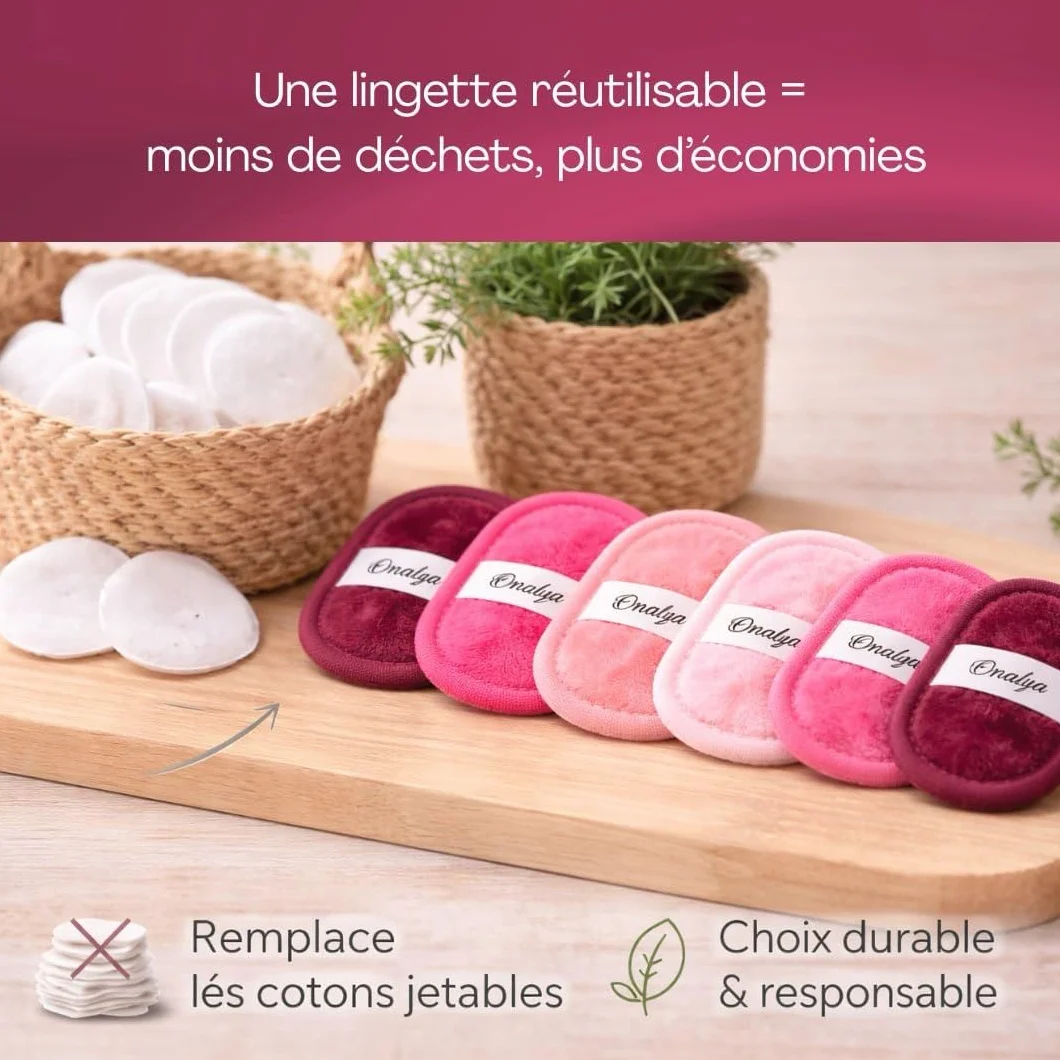 Lingettes Démaquillantes Lavables Microfibre Lot de 7 – Réutilisables Peaux Sensibles Alternative Écologique