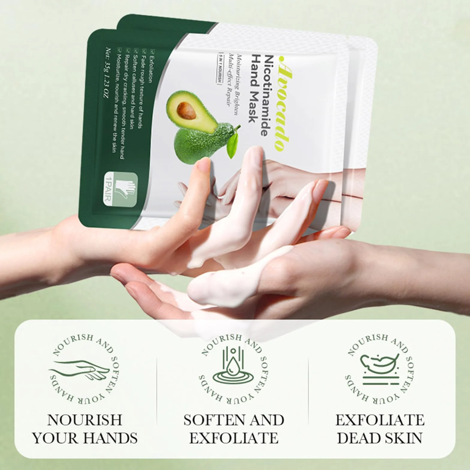 Main Gants Hydratants Masque Nourrissant Exfoliant Régénérant Mains Sèches Vieillissantes Gercées Avocat 5 Paires