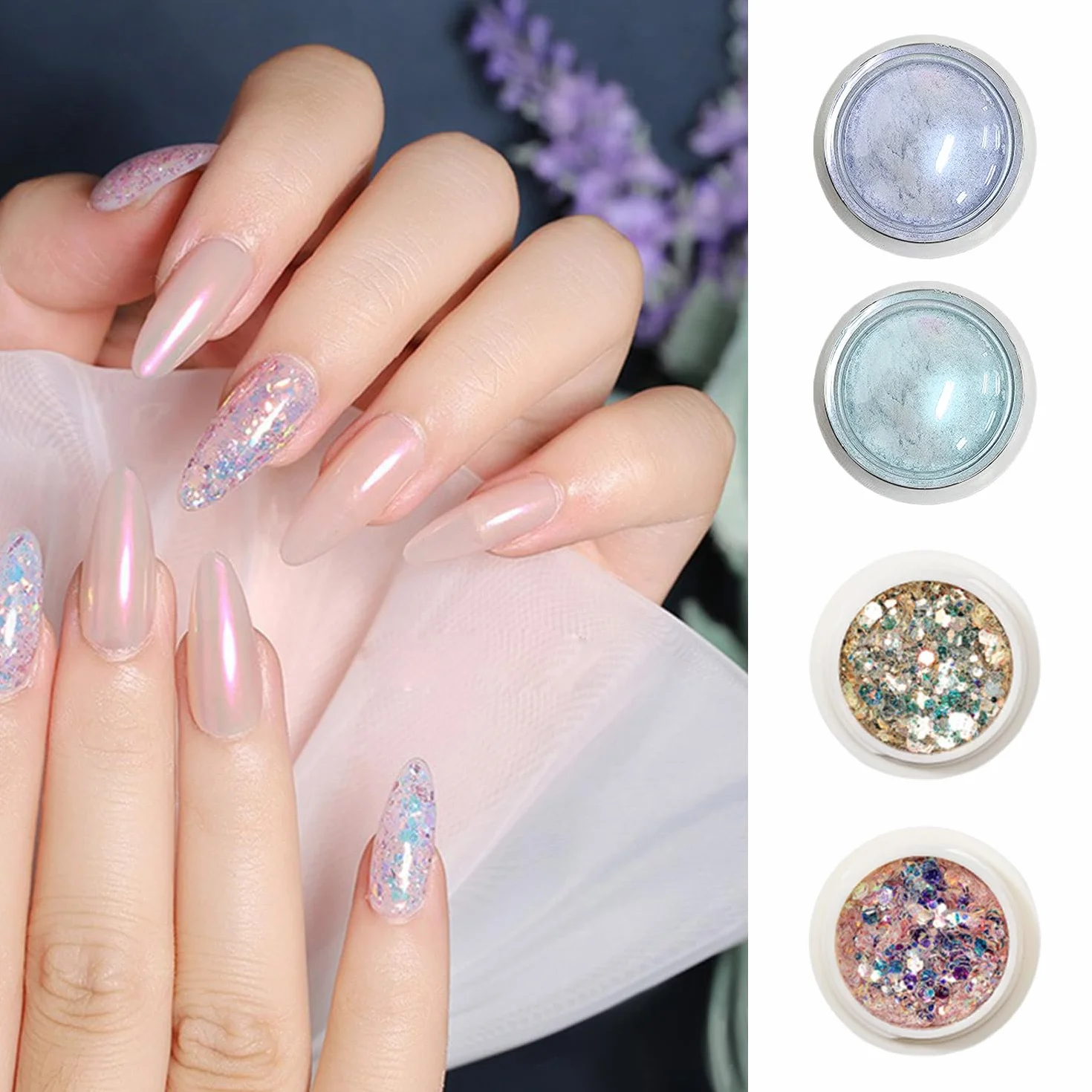 Poudre À Ongles Et Paillettes À Ongles Avec Mini Pinceaux, Matériel De Nail Art Diy