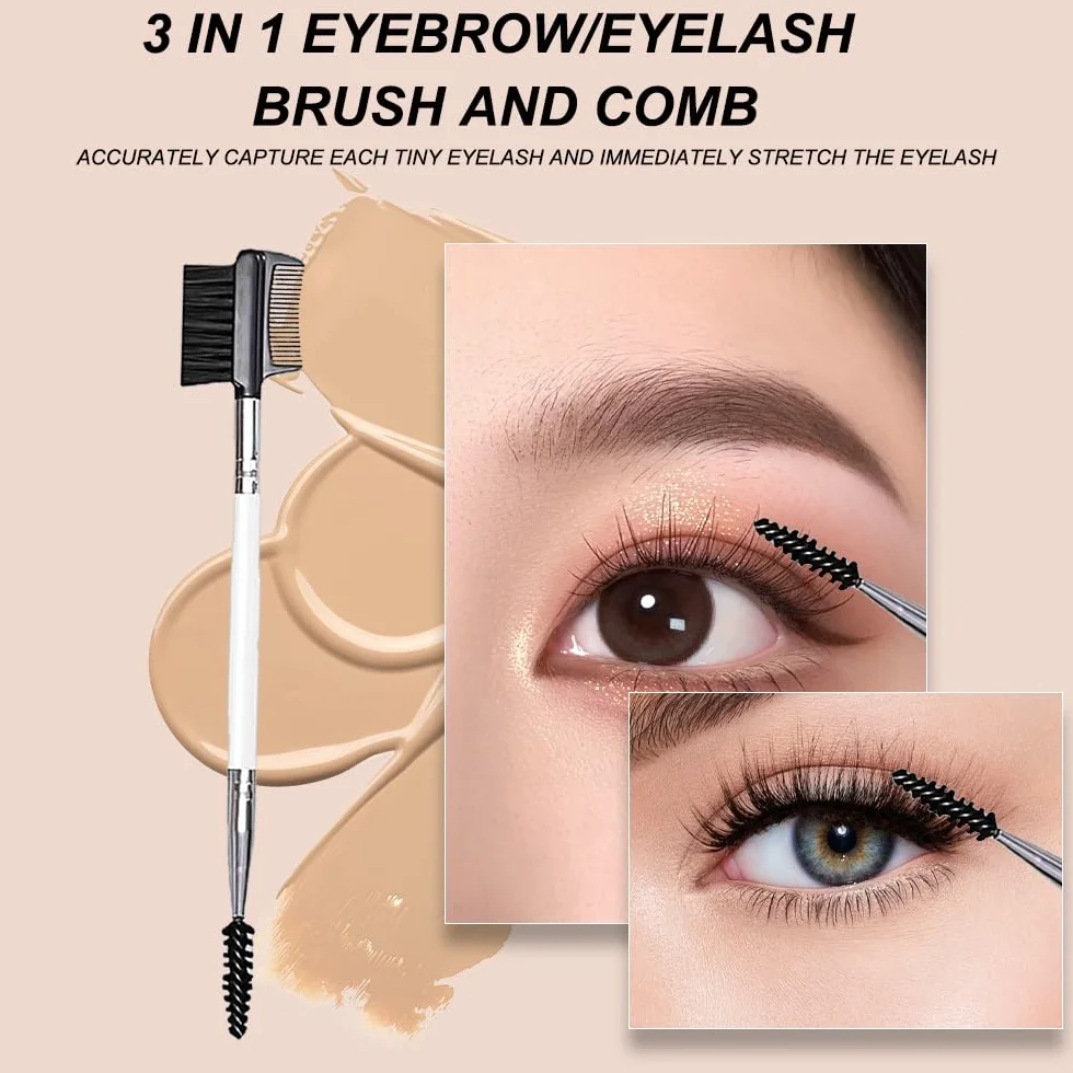 Brosse à Sourcils Double Face, Peigne à Cils Double Extrémité, 2 Pcs, Outil de Maquillage Portable