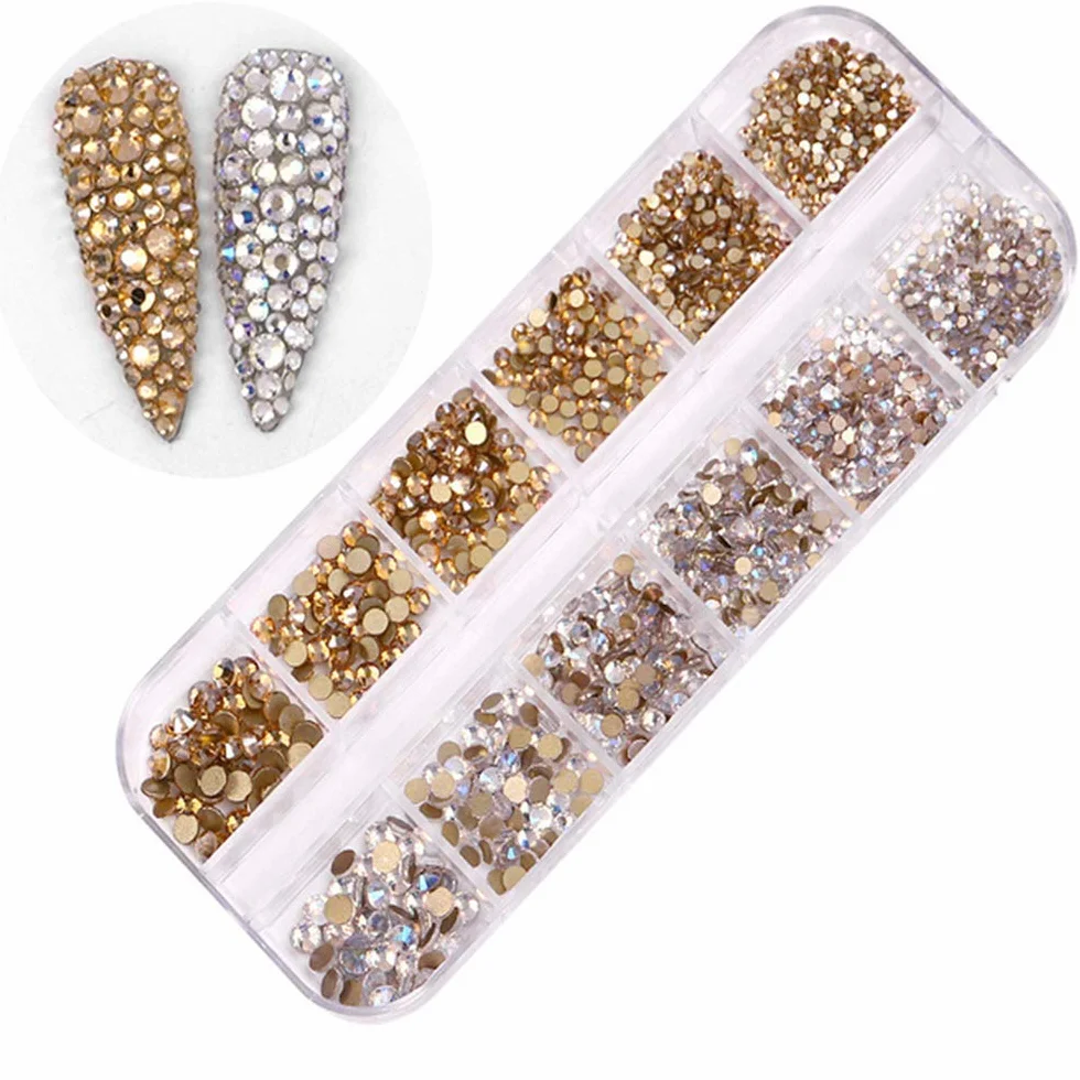 1400 Pièces Strass Cristal Autocollants Pierres Précieuses Adhésif, Acrylique 3D Décorations Ongles Art Accessoire Bijoux