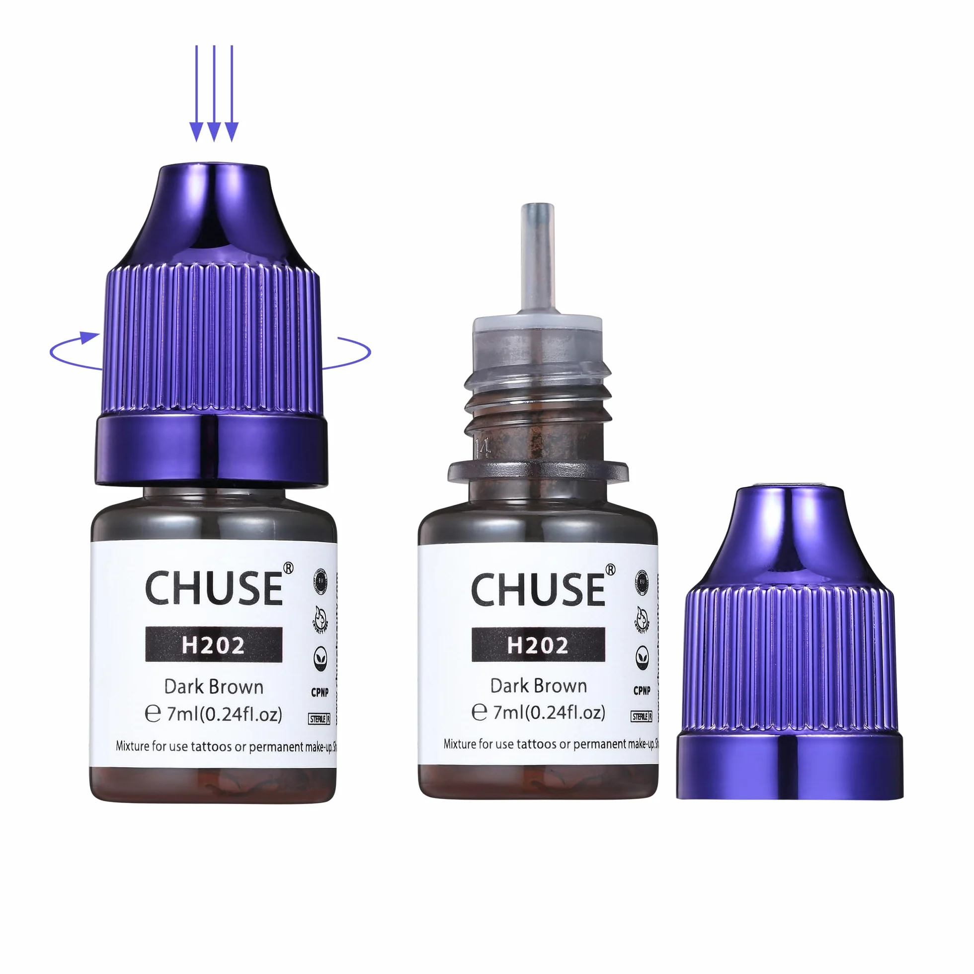 CHUSE Pigments liquides hybrides pour sourcils PMU 0,24 oz/7 ml (H202 Brun foncé)