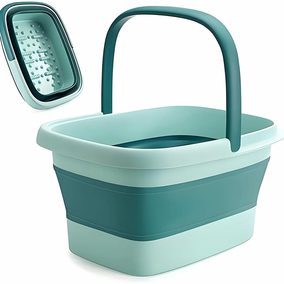 Bain de Pieds Pliable Avec Massage, 15 L - Seau Grand Pour Soulager le Stress et la Fatigue